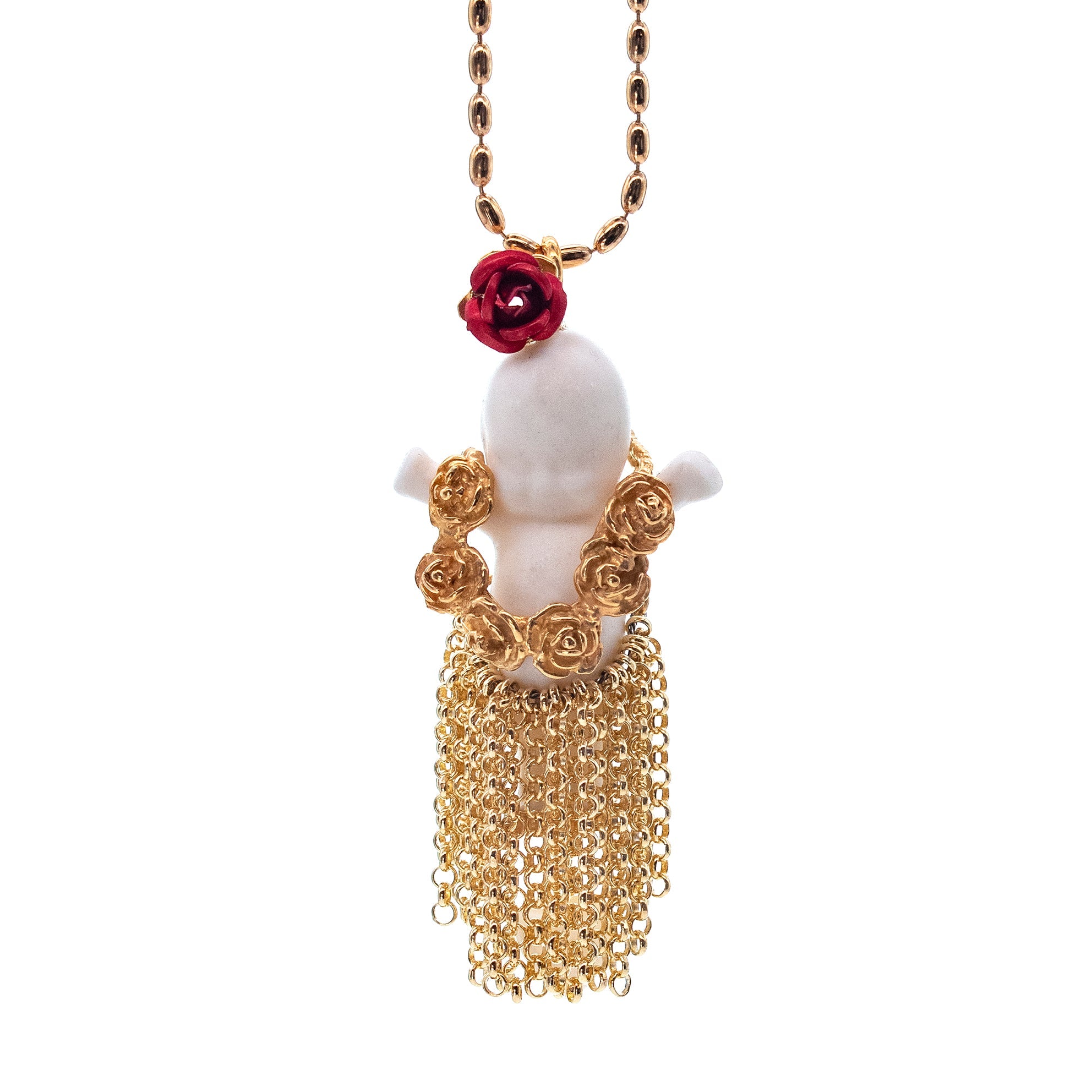 BG10A Happy Baby "Aloha" White and gold Necklace