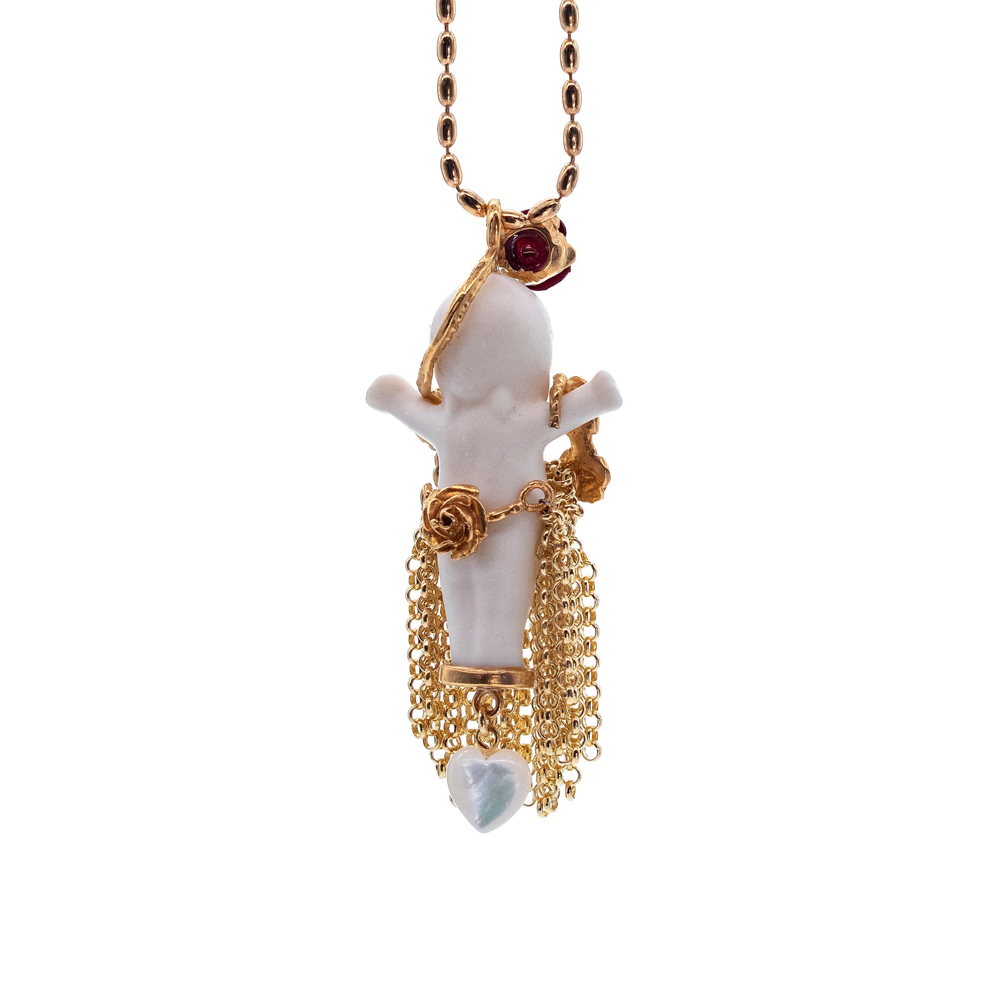 BG10A Happy Baby "Aloha" White and gold Necklace