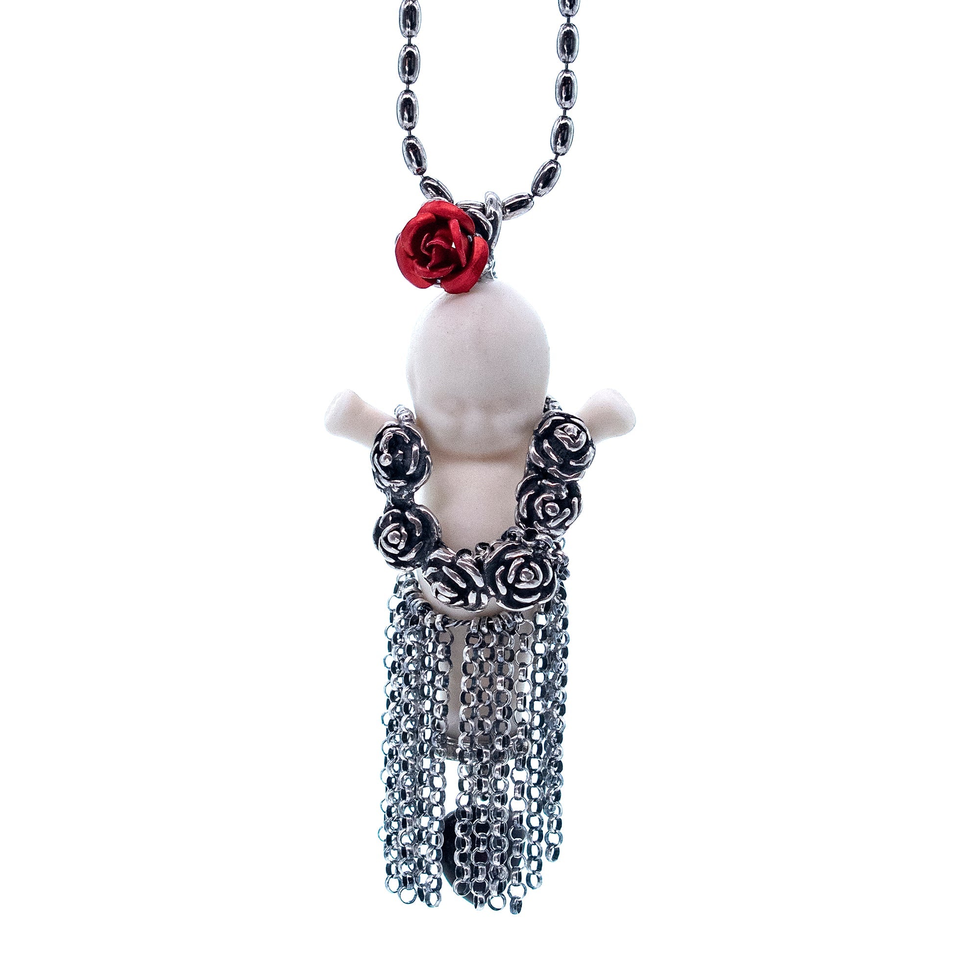 BS10A Happy Baby "Aloha baby" white and silver Necklace