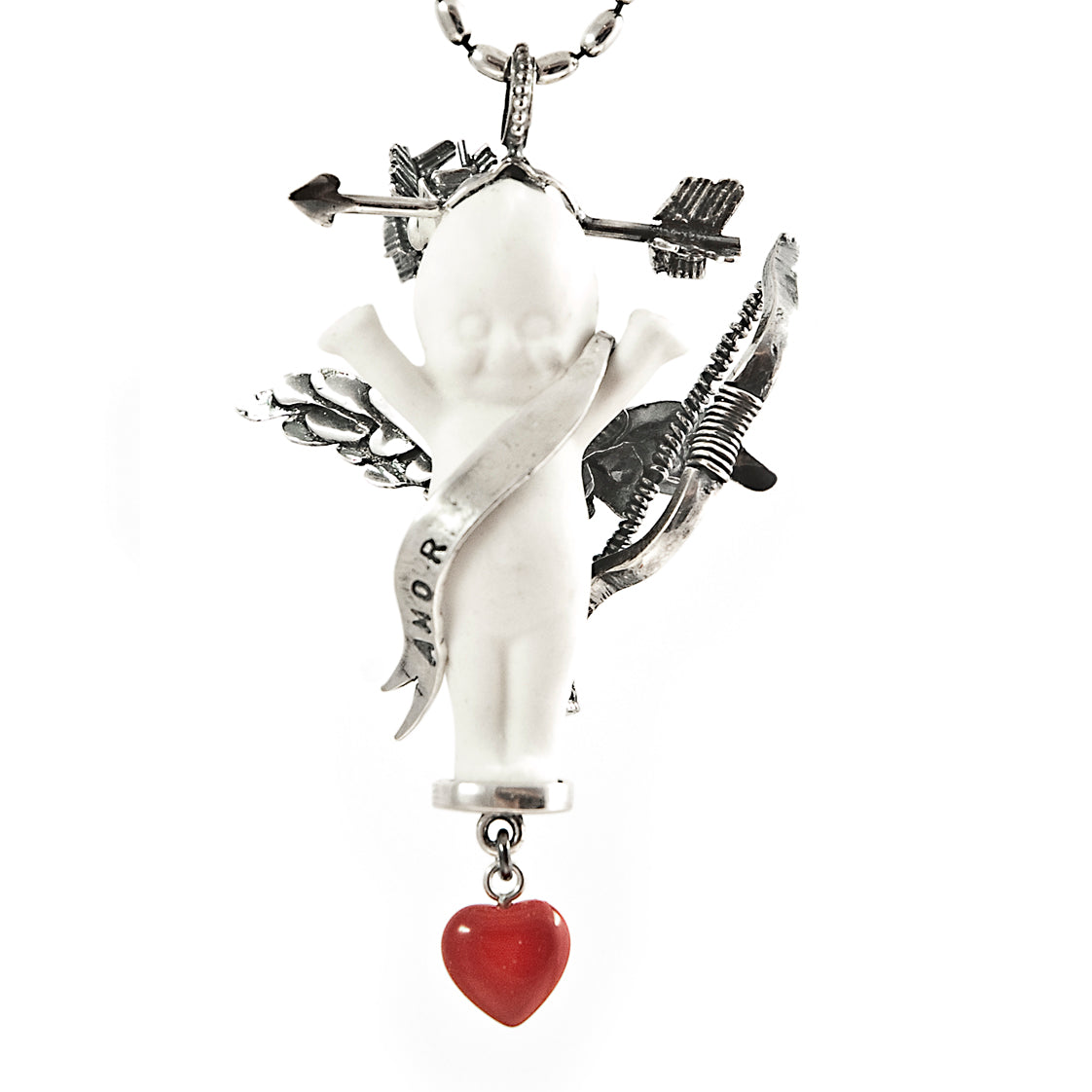BS16A Happy Baby "Amor" white and silver Necklace