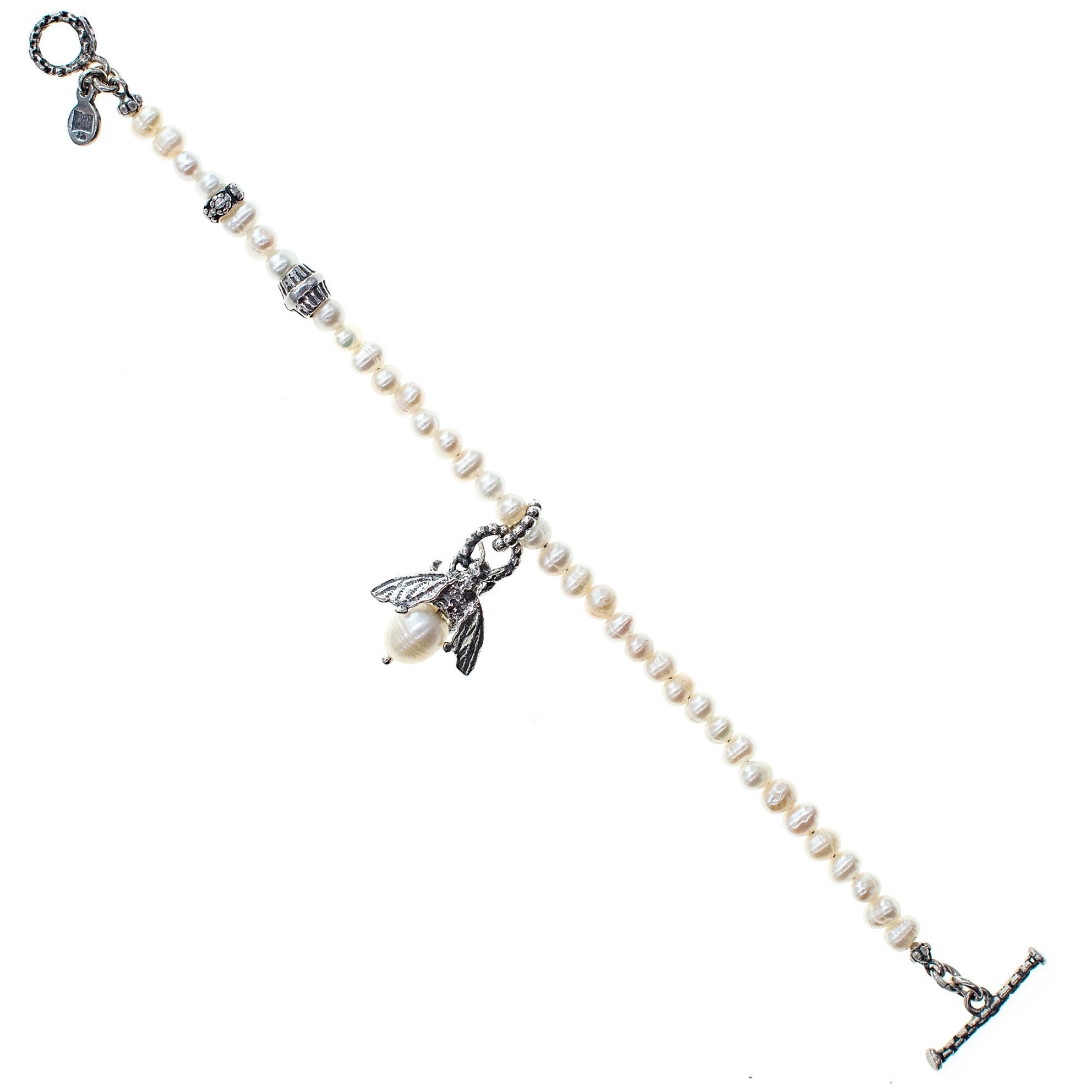 B 24d08A bee my honey white pearl bracelet