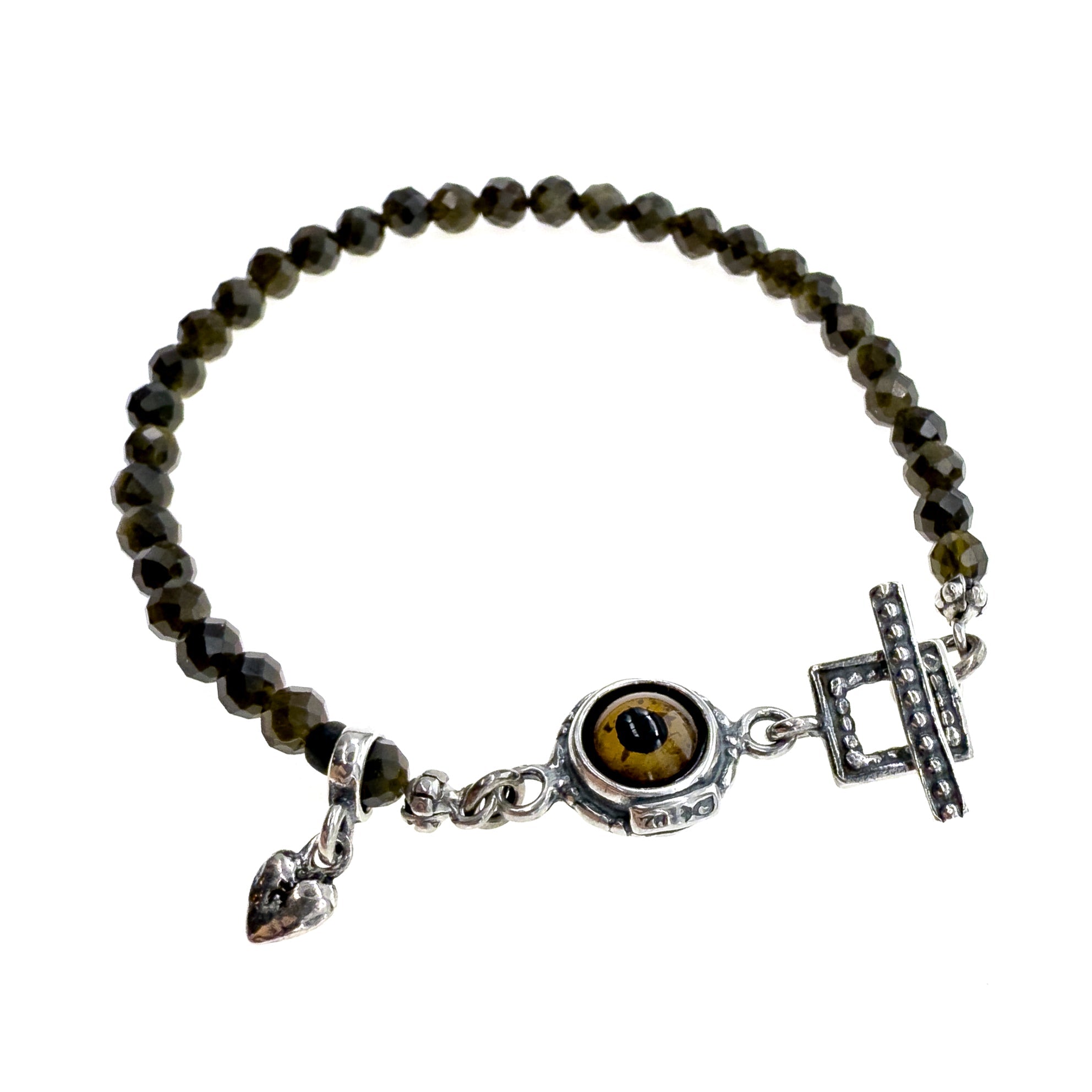 B 25a05C eye love you obsidian bracelet
