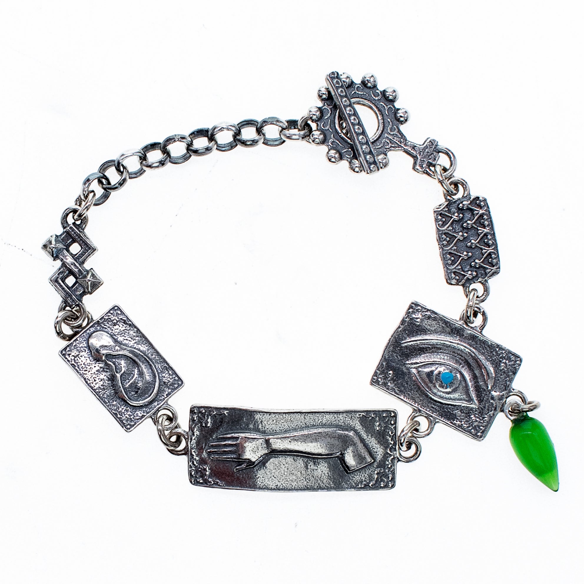 B 25e04 Green Drop Ex-Voto Charm Bracelet