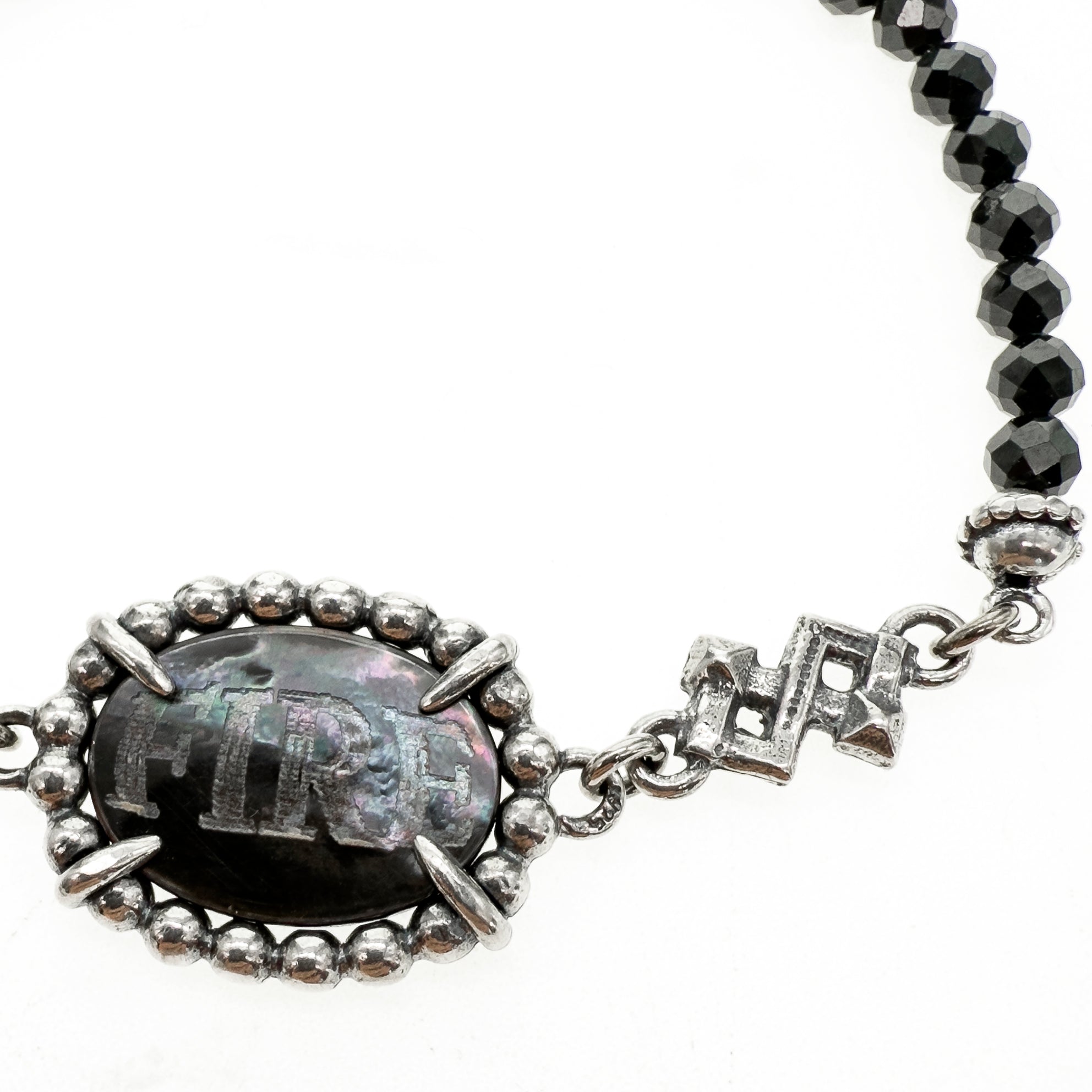B 25e07B Black "Fire & Desire" Beaded Bracelet