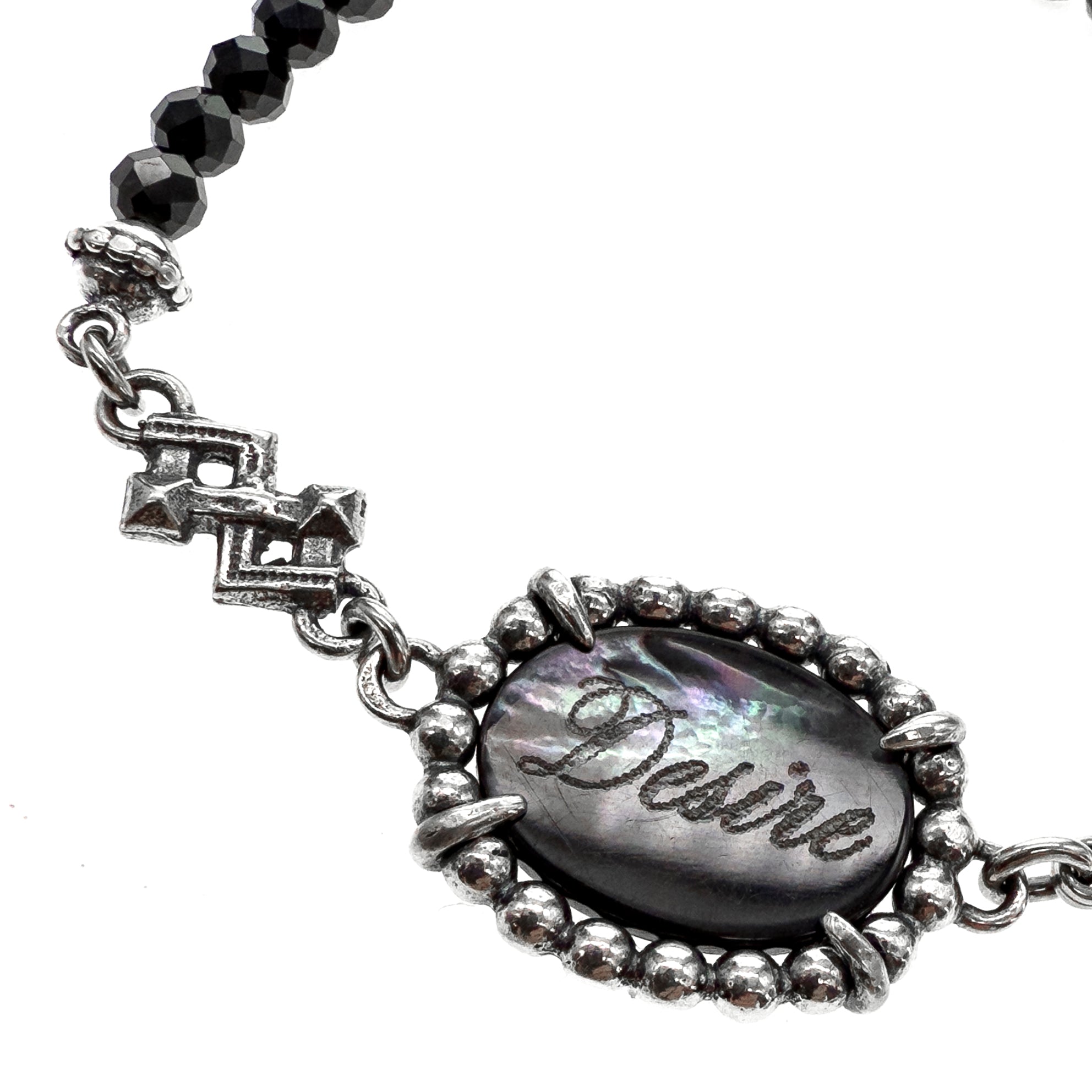 B 25e07B Black "Fire & Desire" Beaded Bracelet