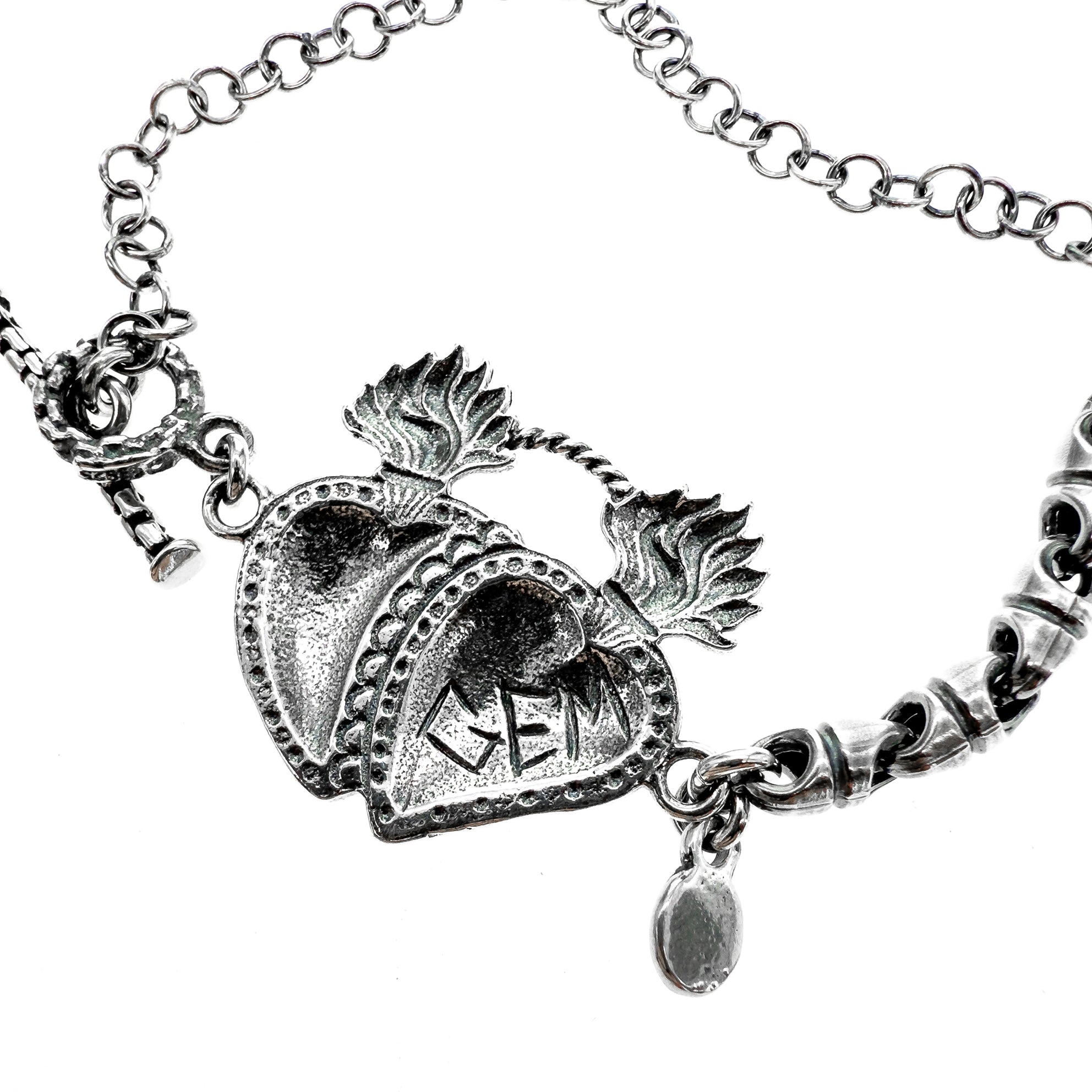 B 25e08 Silver Sacred Heart Bracelet