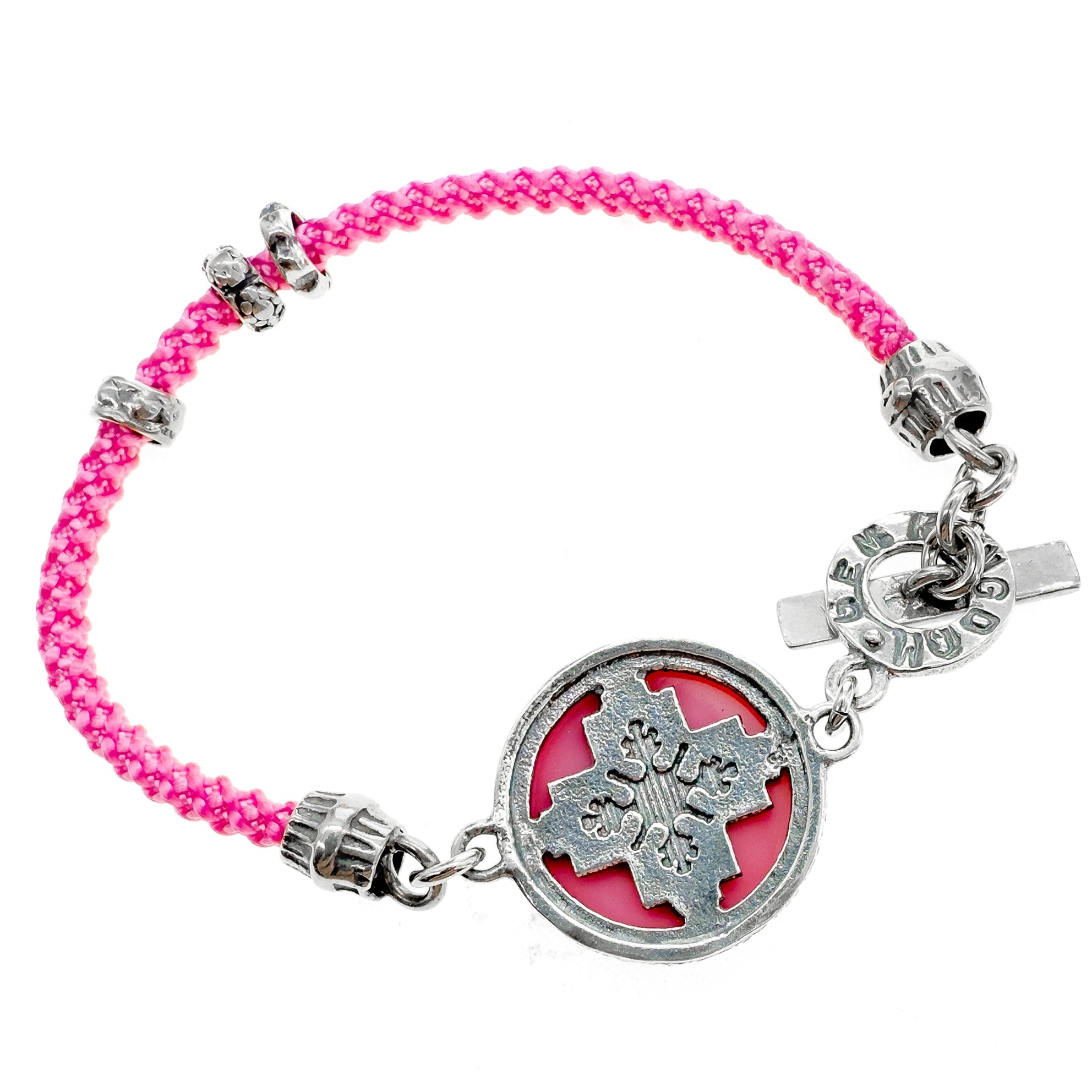 B 25e09 Pink Polka Dot Cord Bracelet