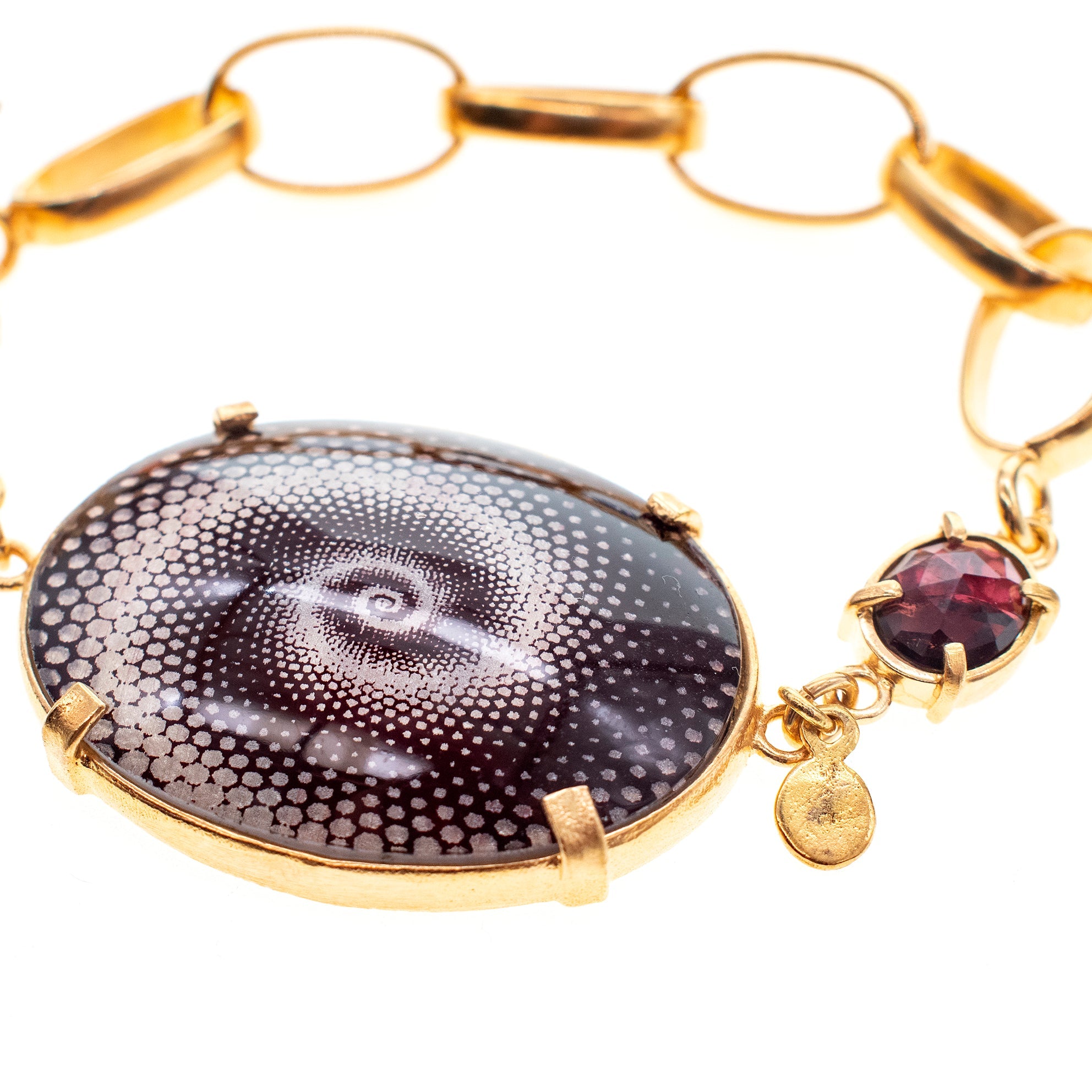 B 25g10 Spiral Crystal & Garnet Bracelet
