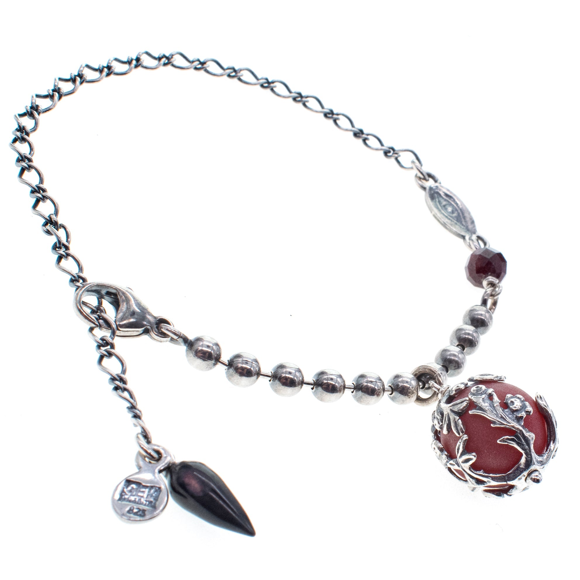 B 26a10 Red Carnelian Drop Bracelet