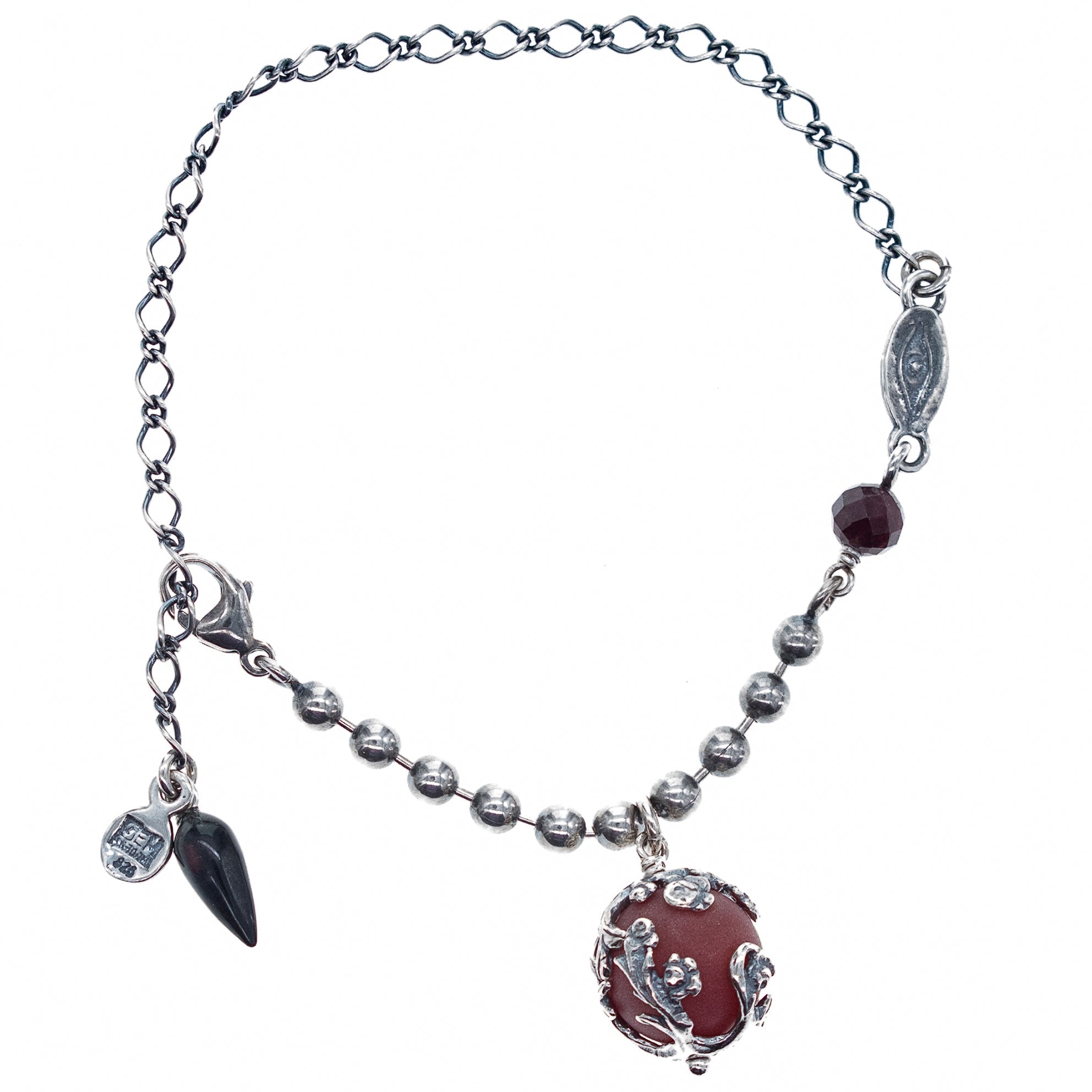 B 26a10 Red Carnelian Drop Bracelet