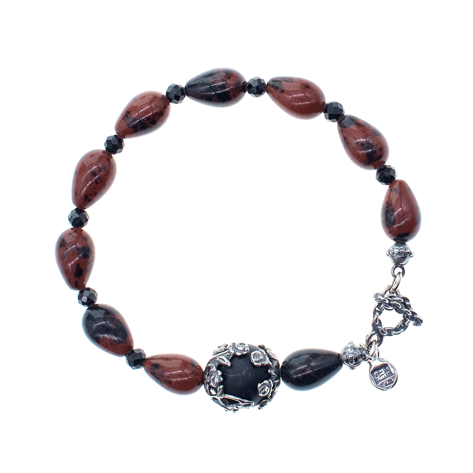 B 26a12 Mahogany Obsidian & Onyx Bracelet