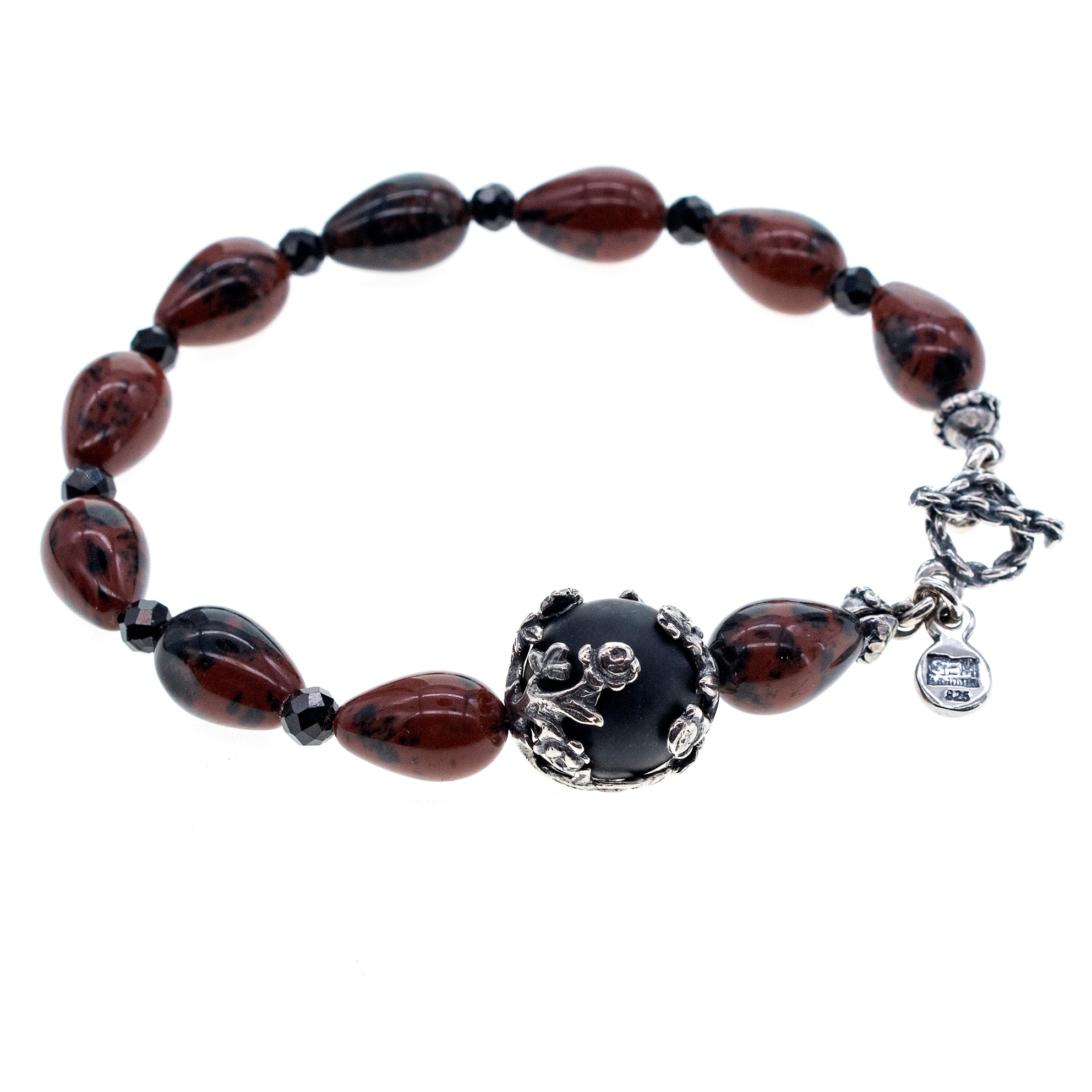 B 26a12 Mahogany Obsidian & Onyx Bracelet