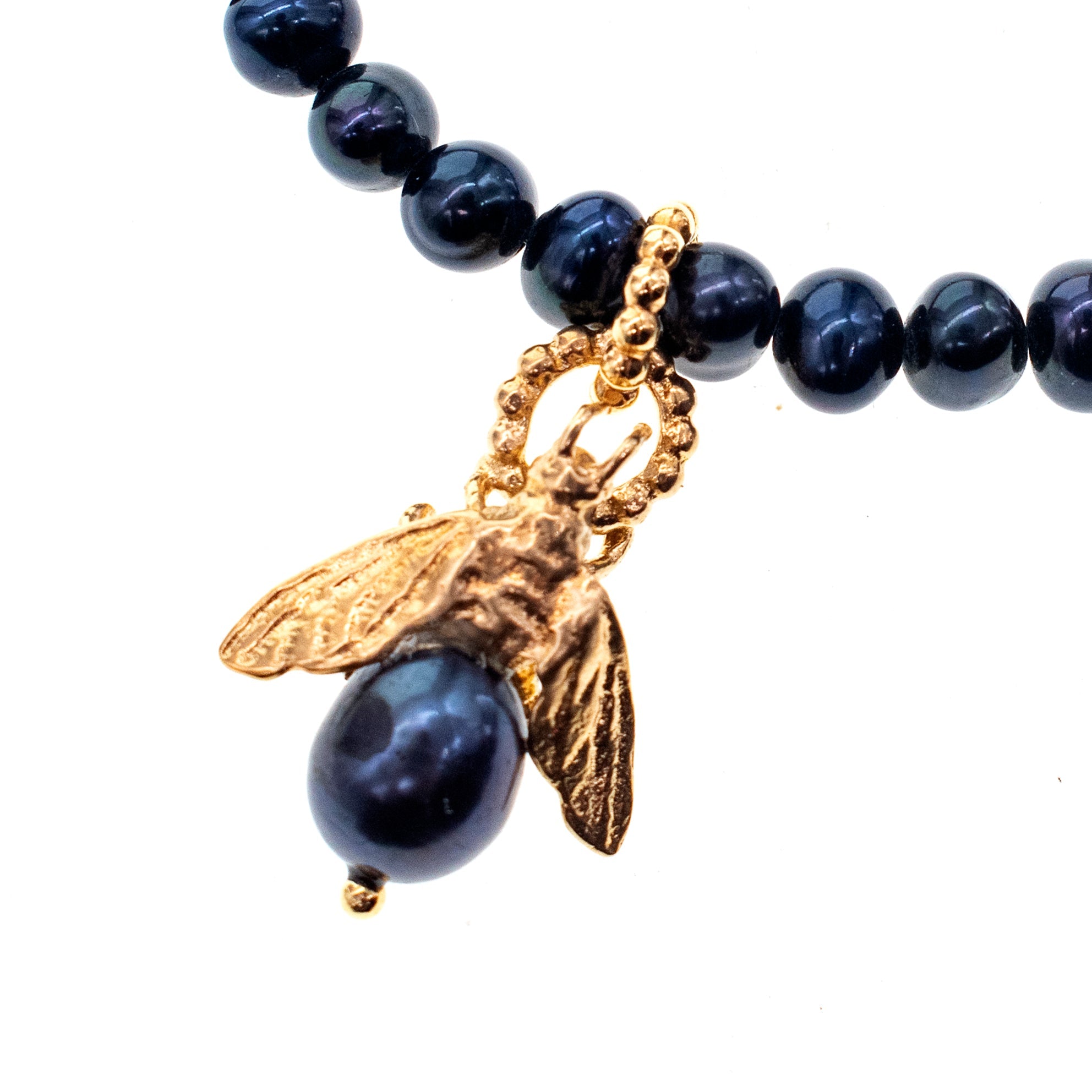 B 26g04B Bee My Honey black Pearl Bracelet