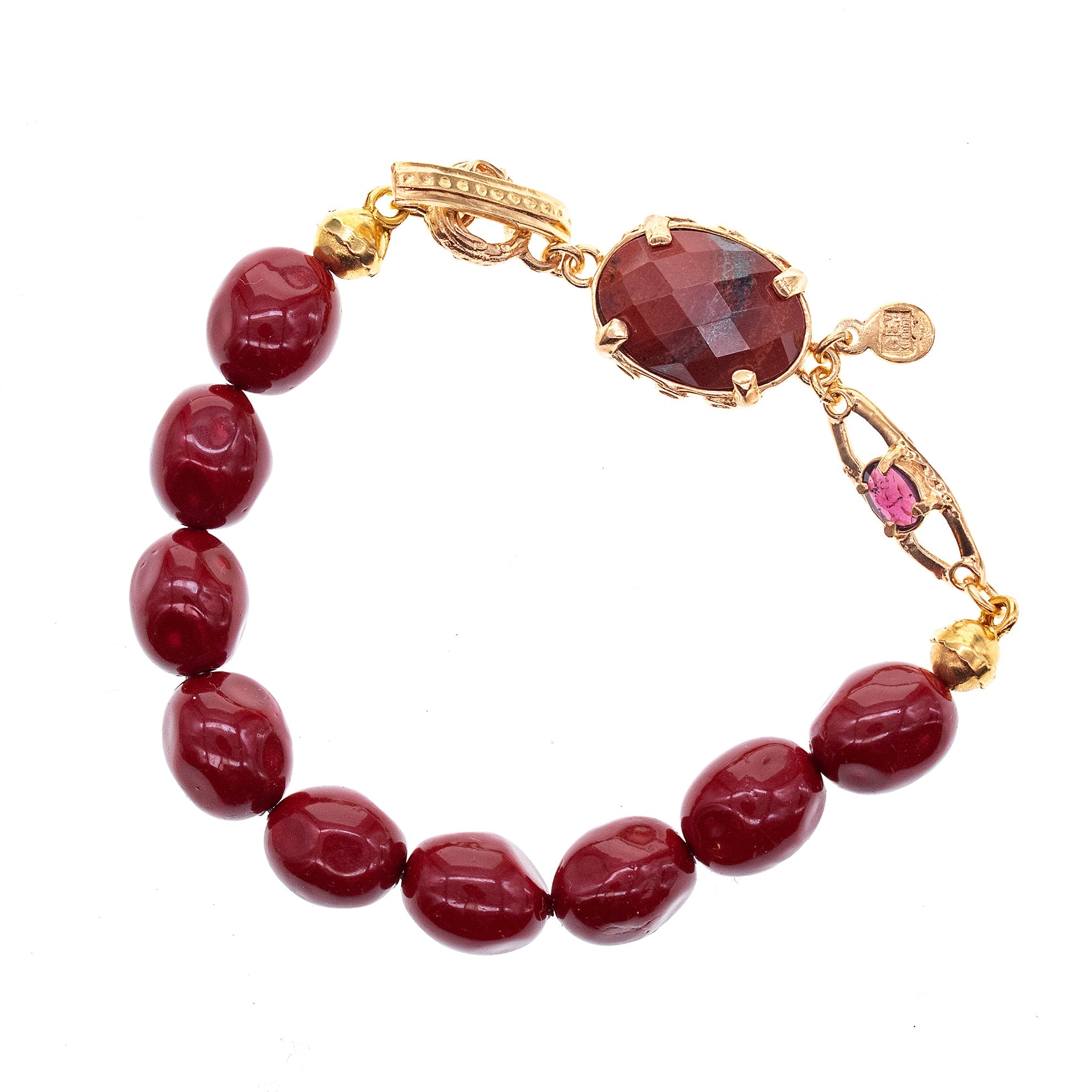 B 26g05 Red shell pearl Jasper bracelet