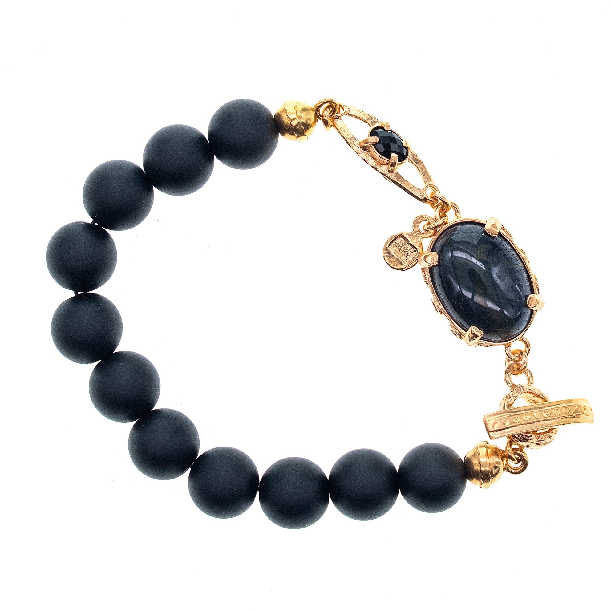 B 26g06 Matte black onyx tigereye bracelet