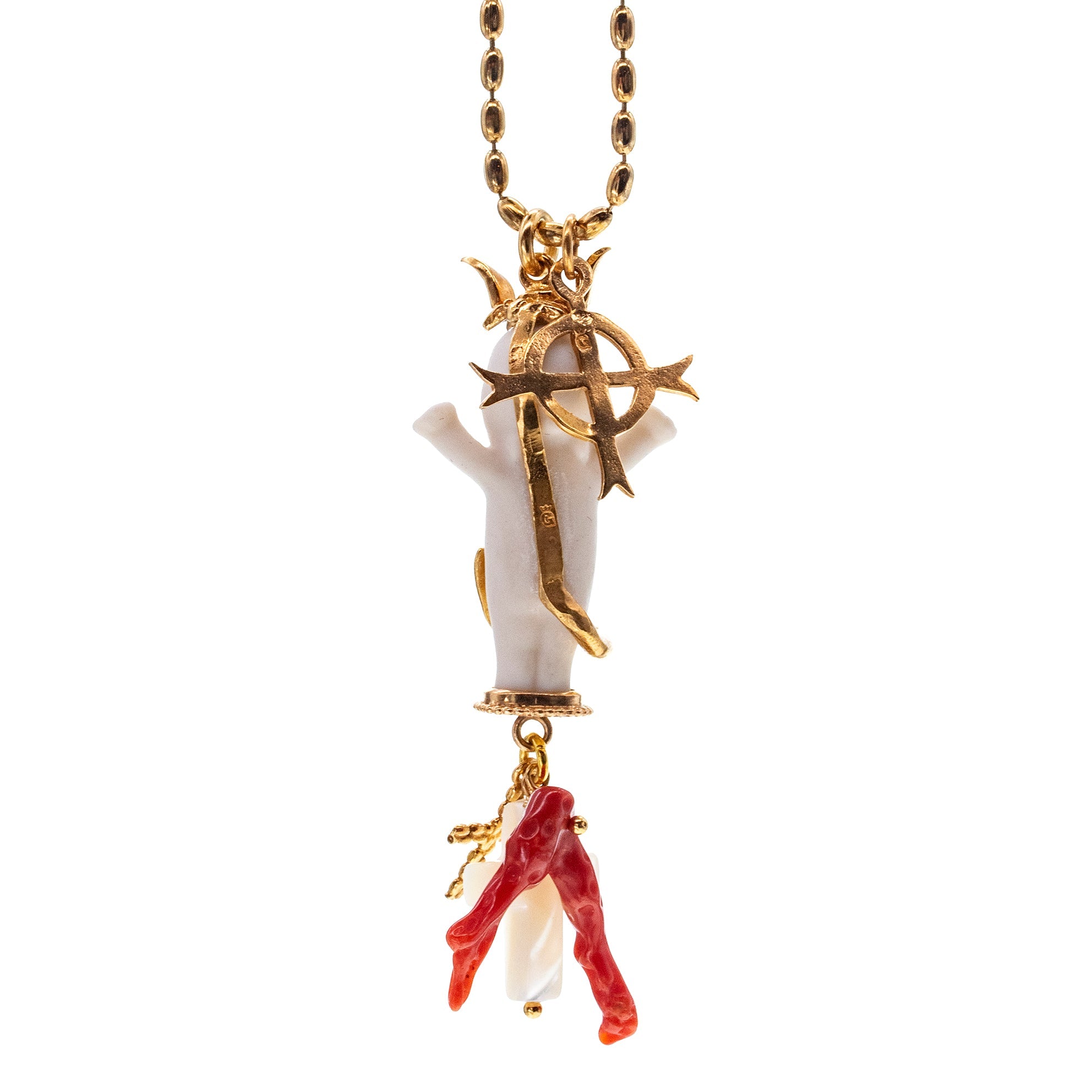 BG01A Happy Baby "Jezabella" white and gold Necklace