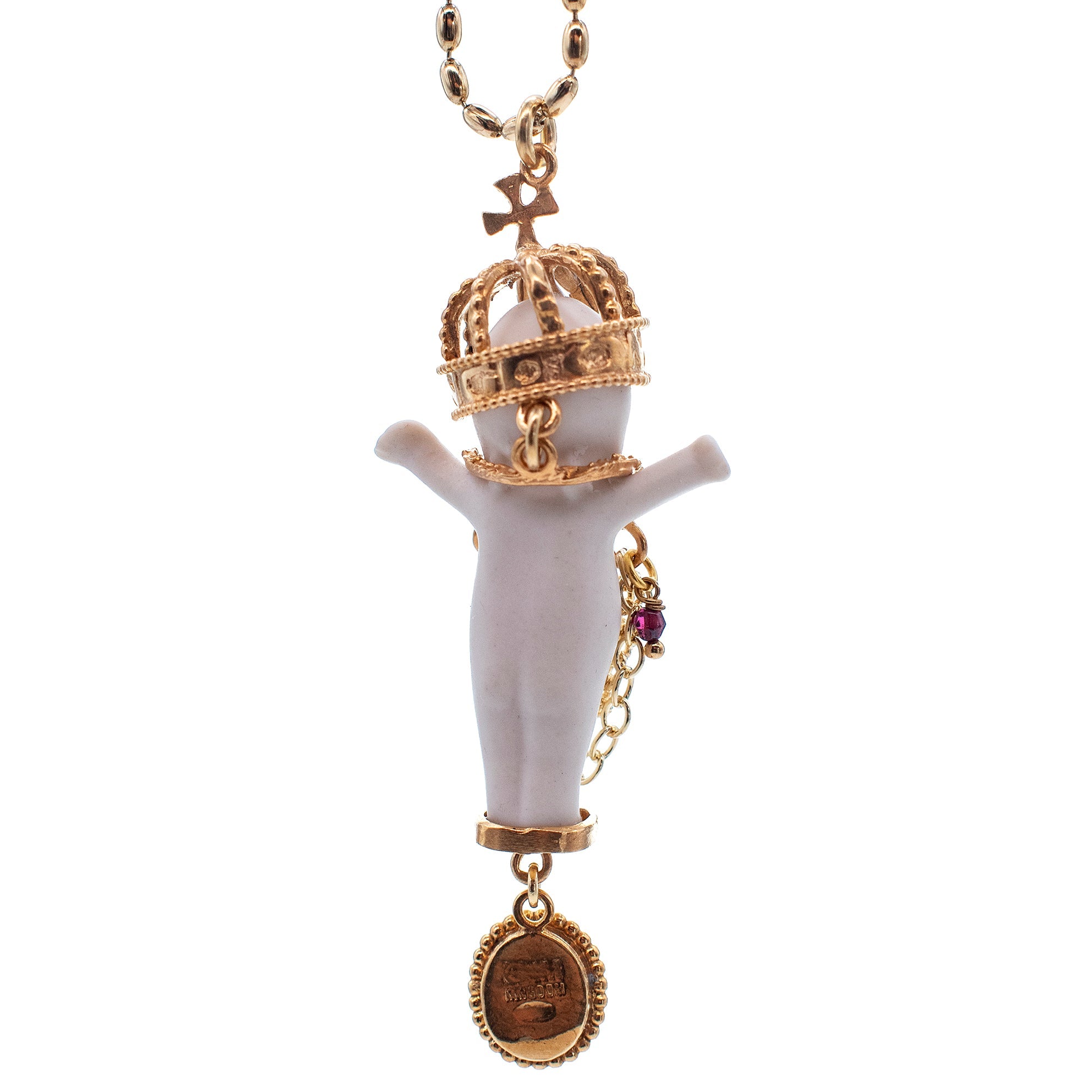 BG07A Happy Baby "Gem baby" White and gold Necklace