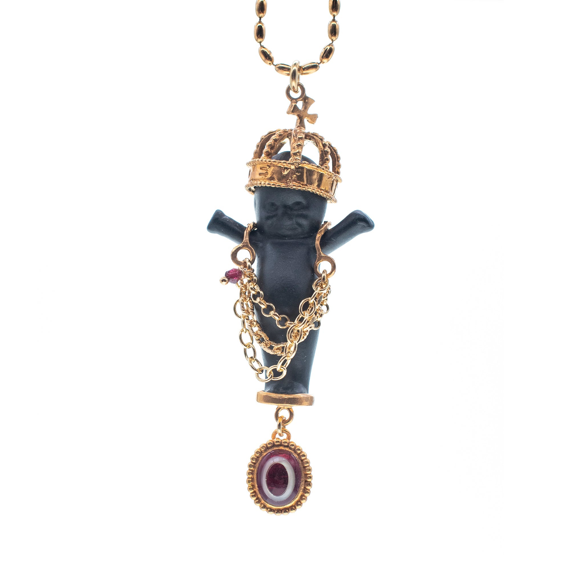 BG07B Happy Baby "Gem baby" Black and gold Necklace