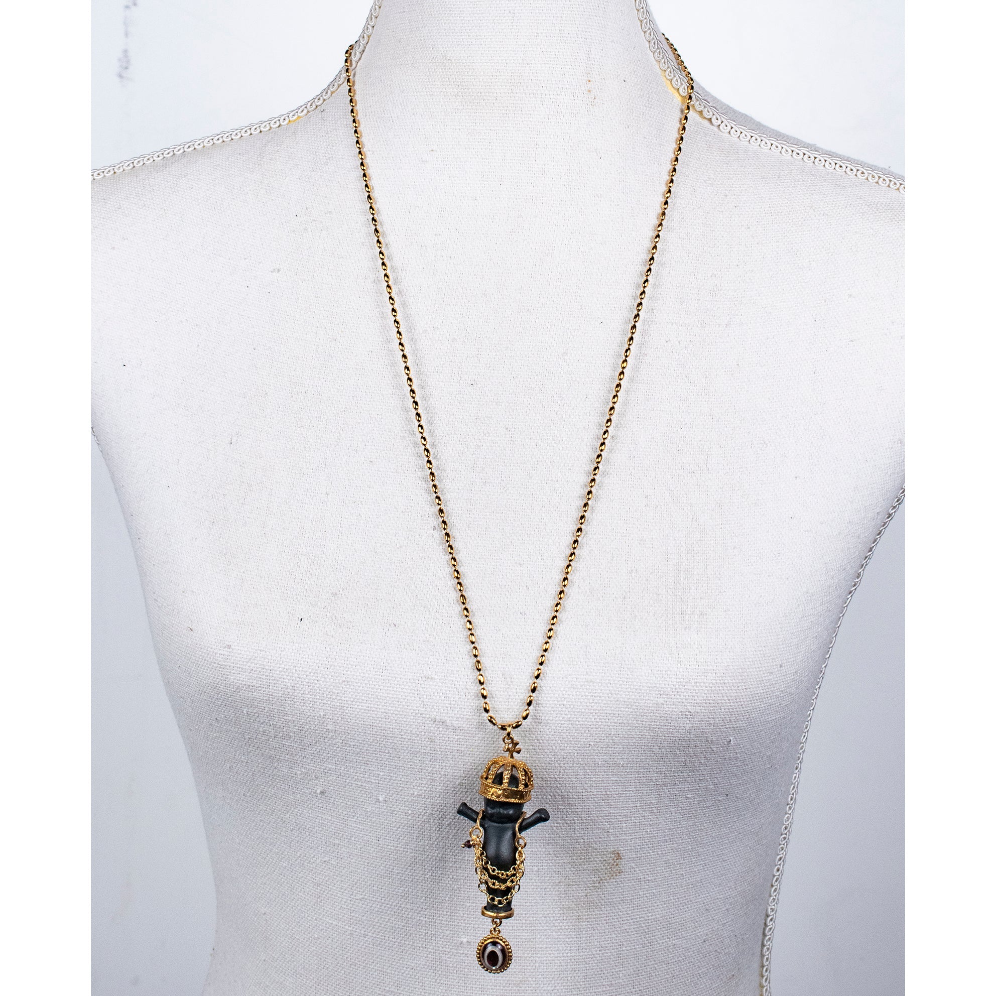 BG07B Happy Baby "Gem baby" Black and gold Necklace