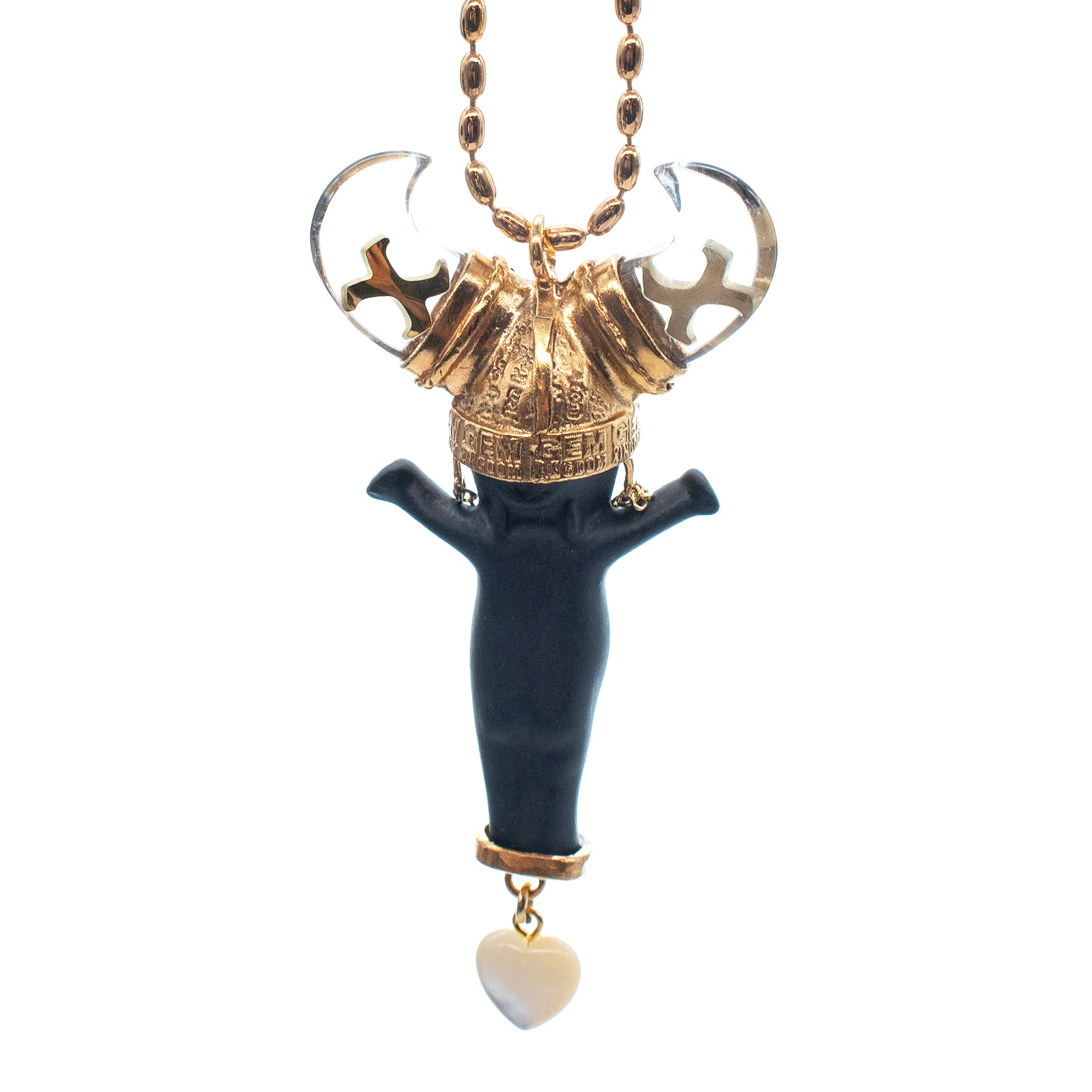 BG14B Happy Baby "little viking" Black and gold Necklace