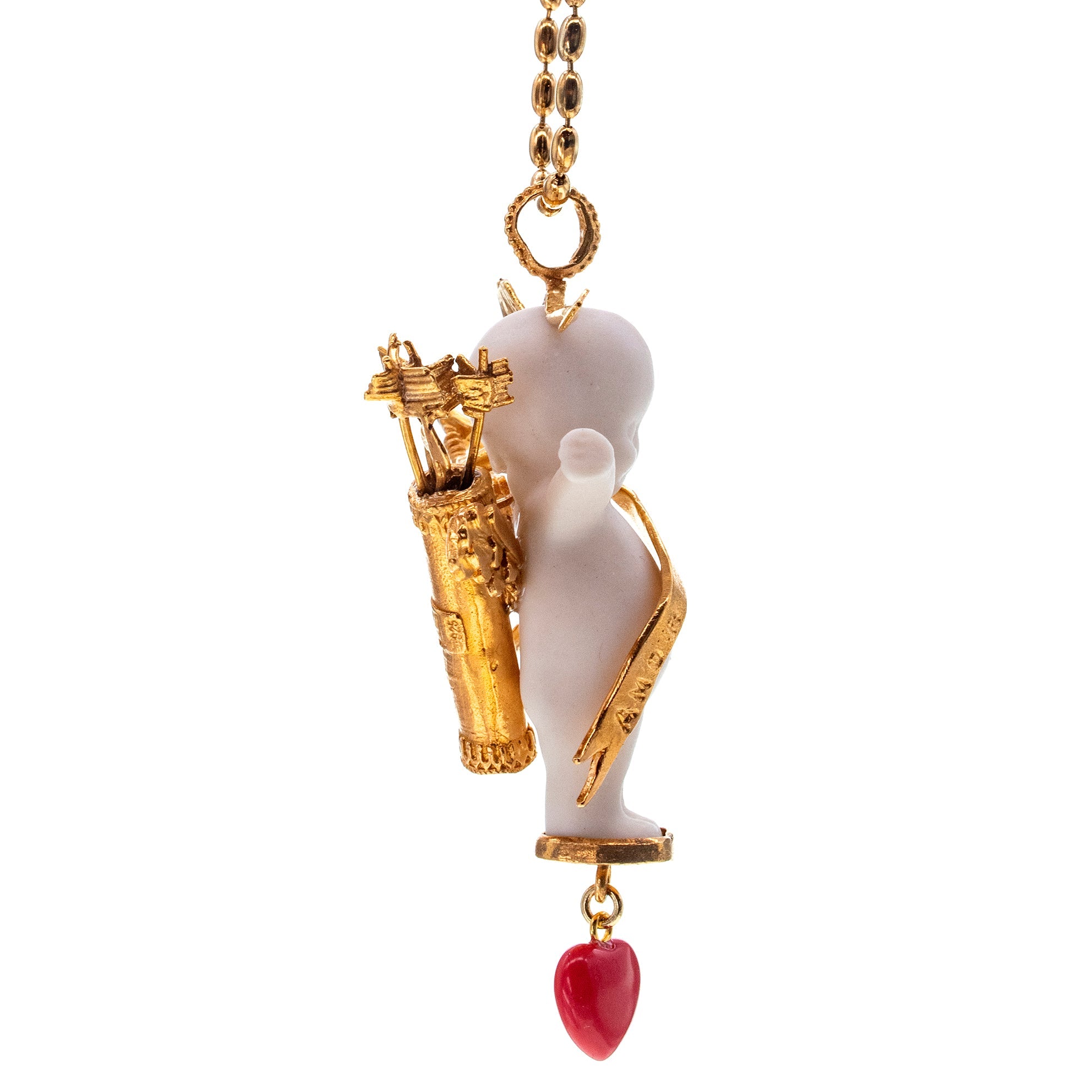 BG16A Happy Baby "Amor " White and gold Necklace