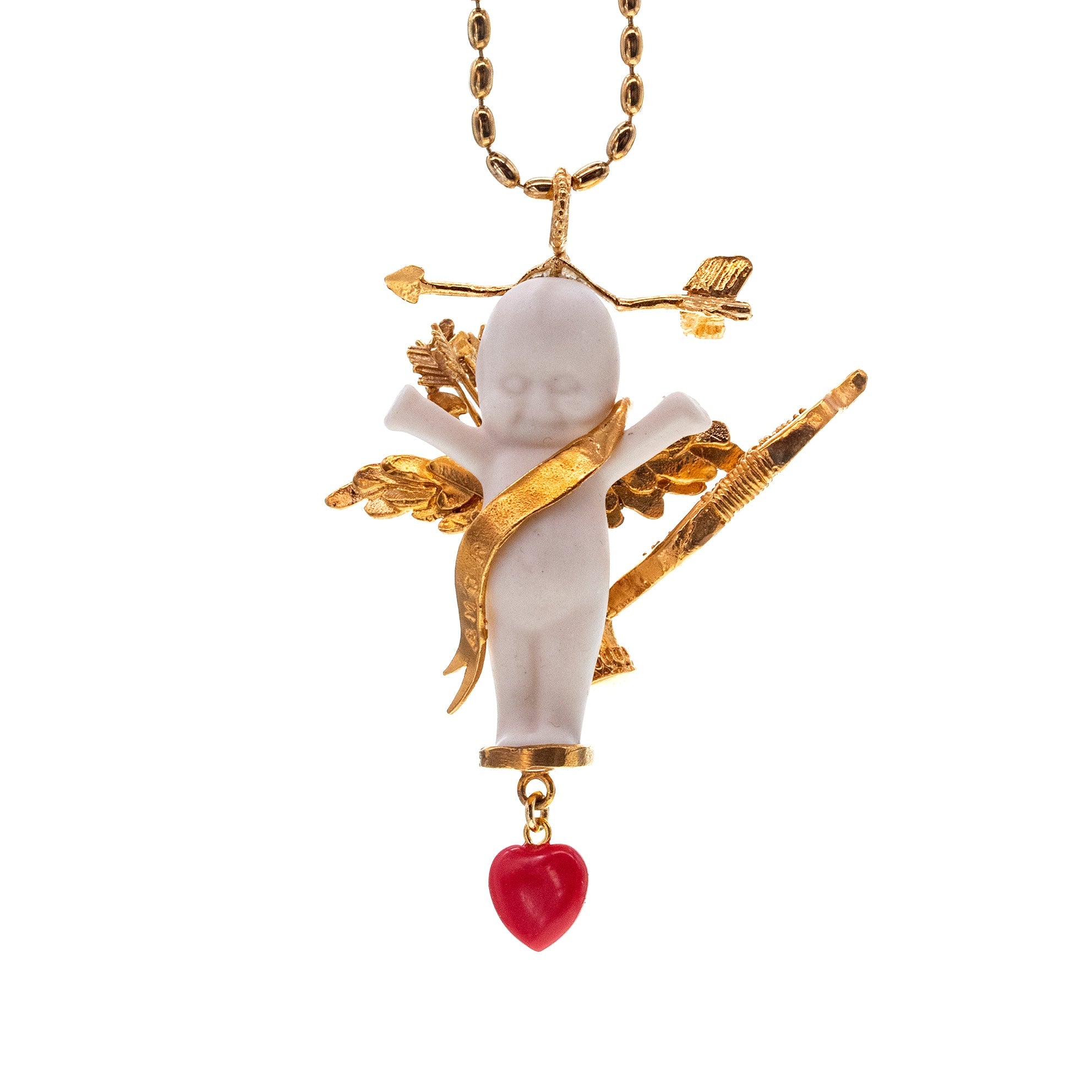 BG16A Happy Baby "Amor " White and gold Necklace