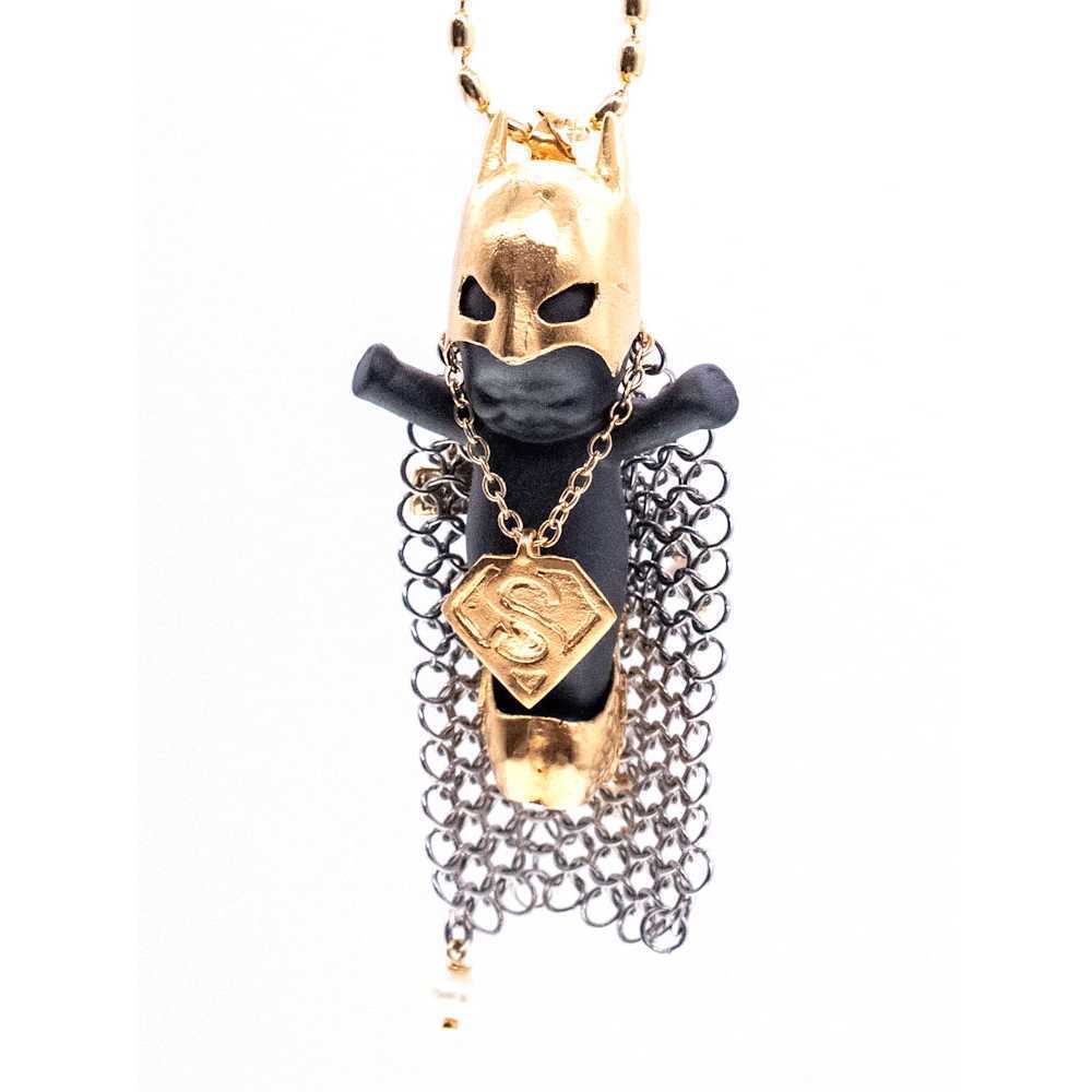 BG39B Happy Baby "Hero on heels" Black and gold Necklace