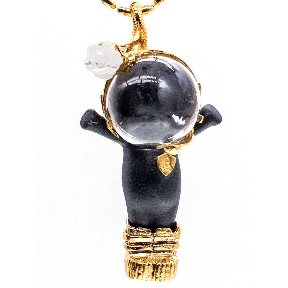 BG42B Happy Baby "Major Tom" Black and gold Necklace