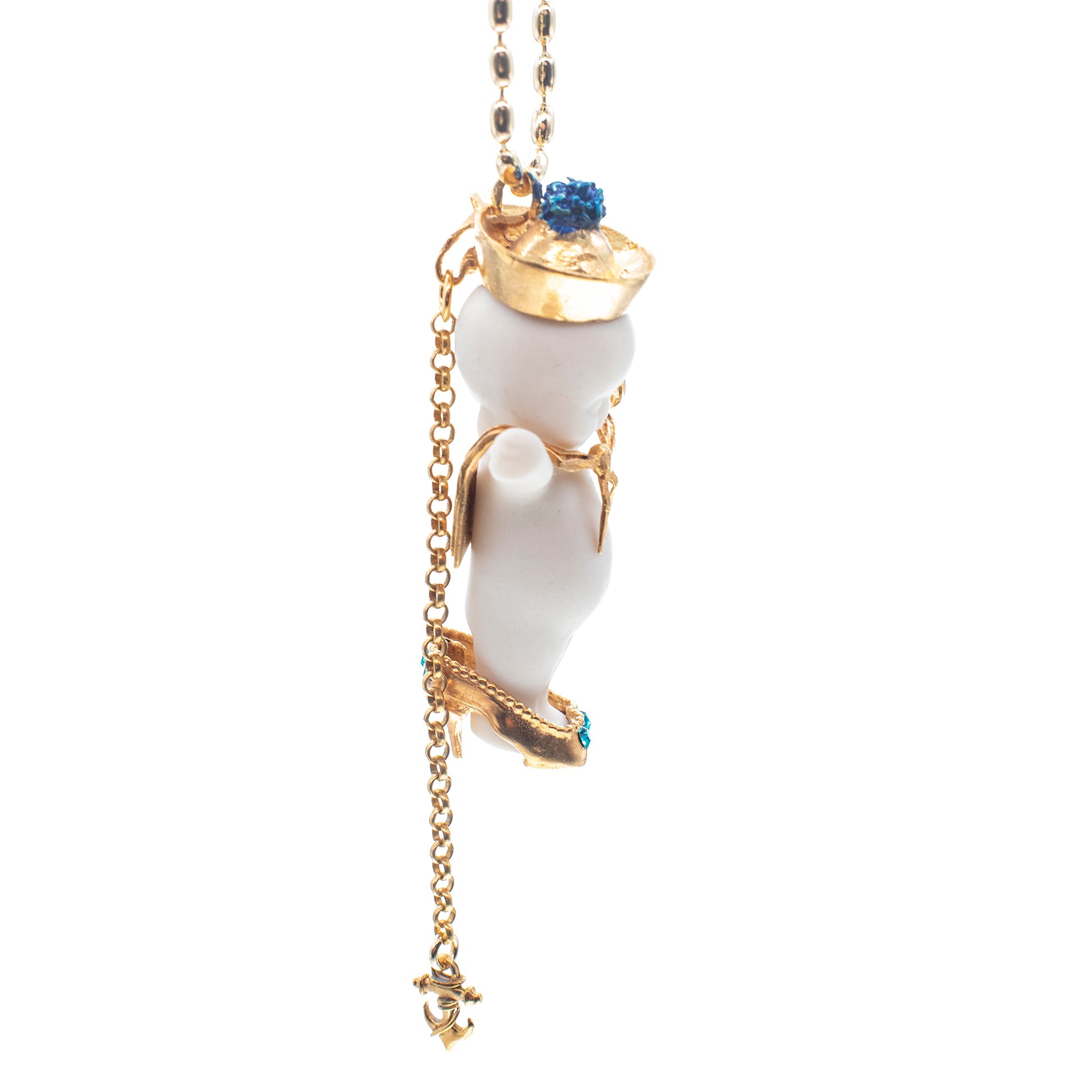 BG50A Happy Baby "Little Sailor" White and gold Necklace
