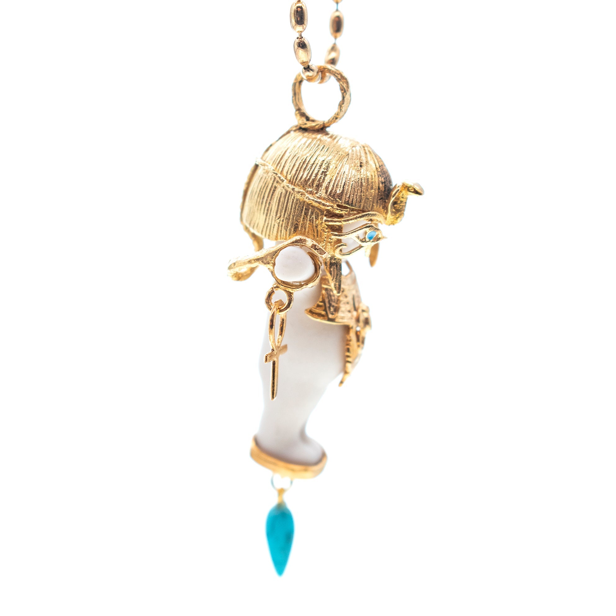 BG52A Happy Baby "Cleo" White and gold Necklace