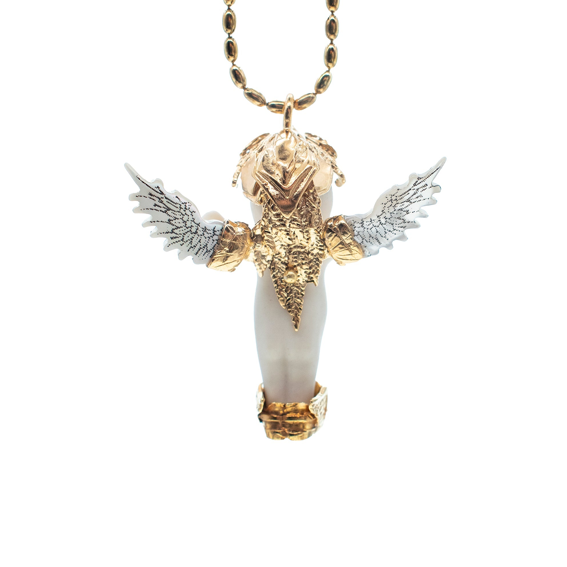 BG55A Happy Baby "Phoenix" White and gold Necklace