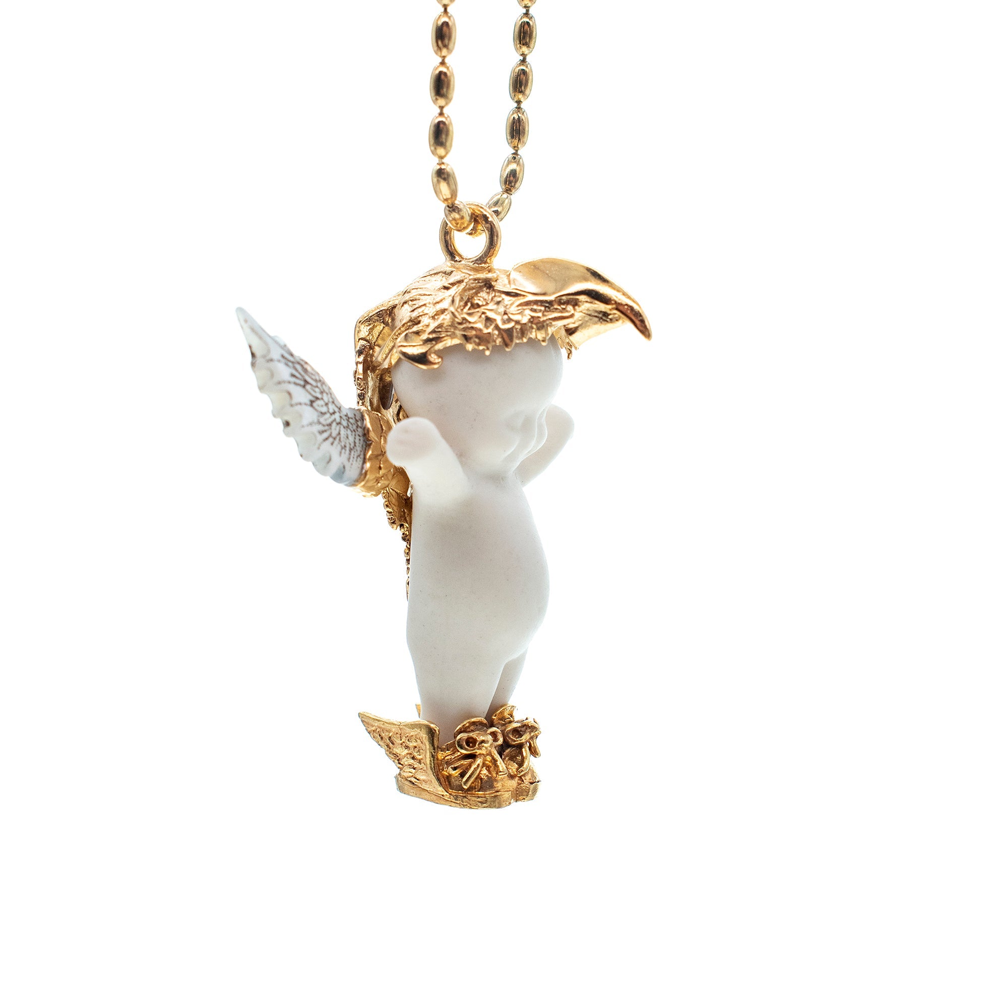 BG55A Happy Baby "Phoenix" White and gold Necklace
