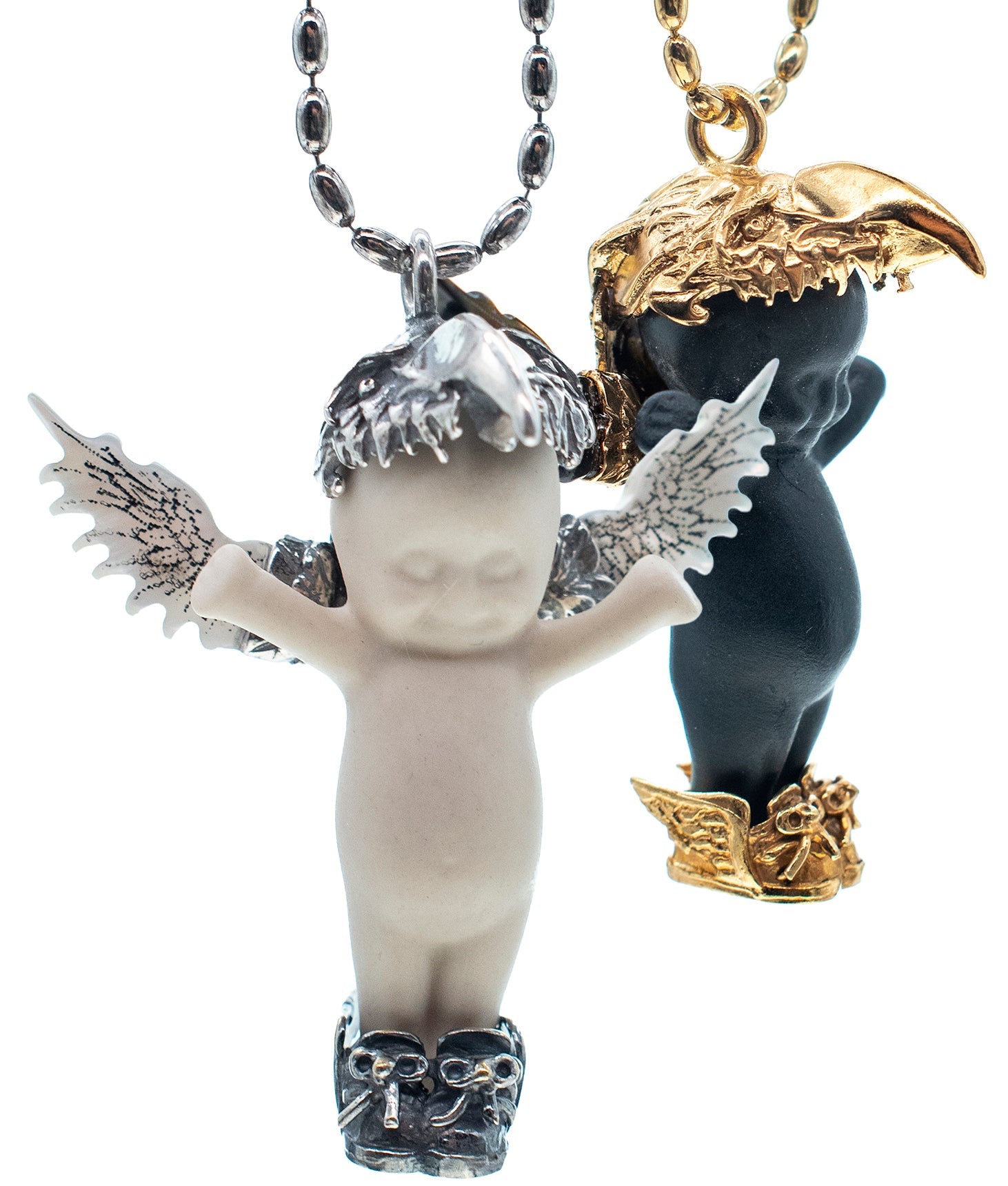BS55A Happy Baby "Phoenix" white and silver Necklace