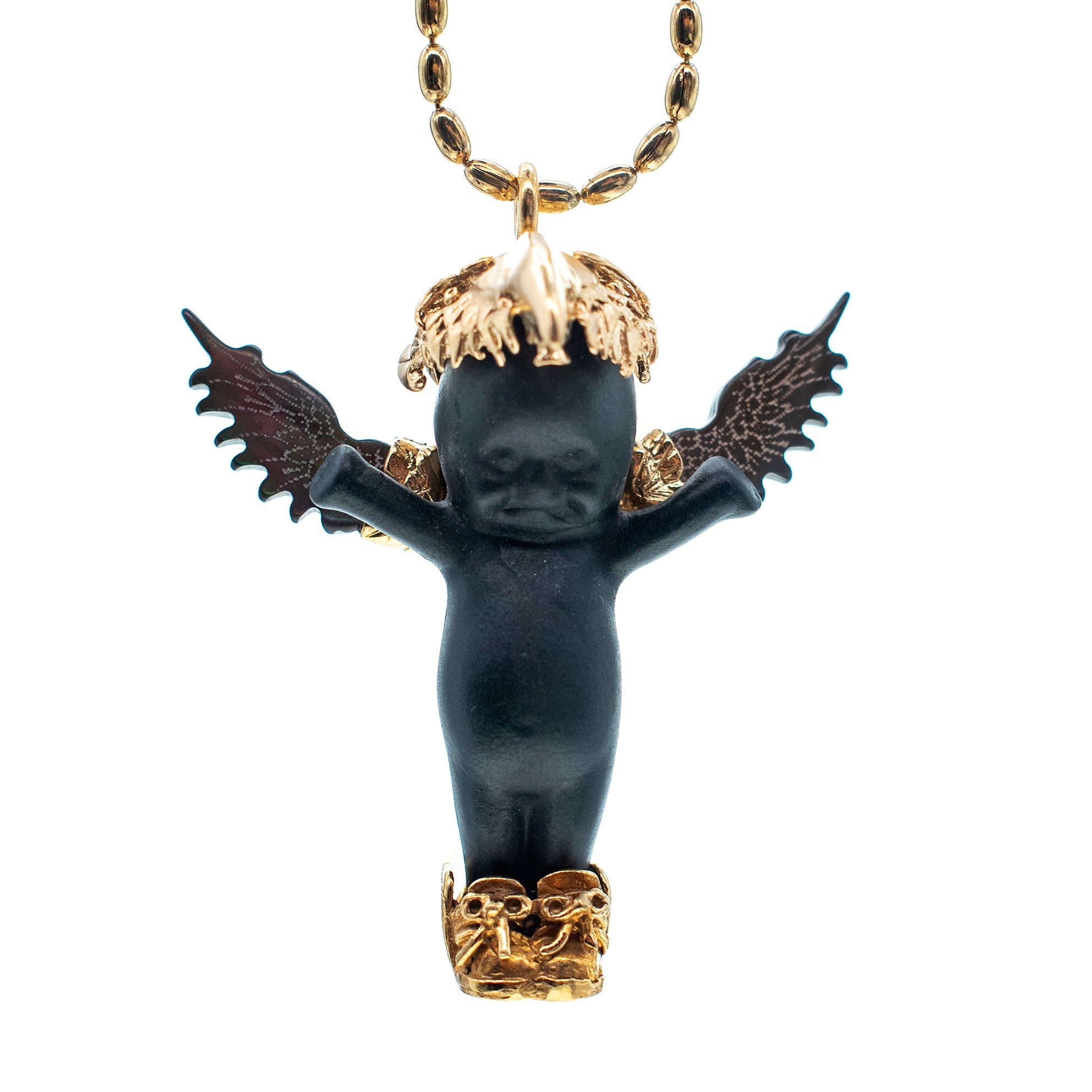 BG55 B Happy Baby "Phoenix" Black and gold Necklace