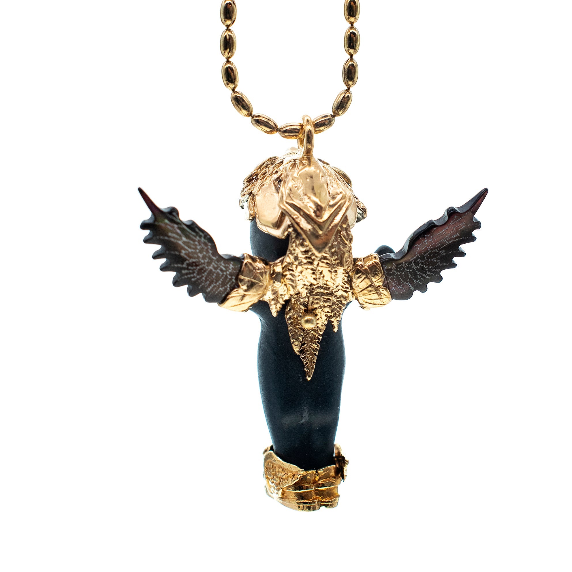 BG55 B Happy Baby "Phoenix" Black and gold Necklace