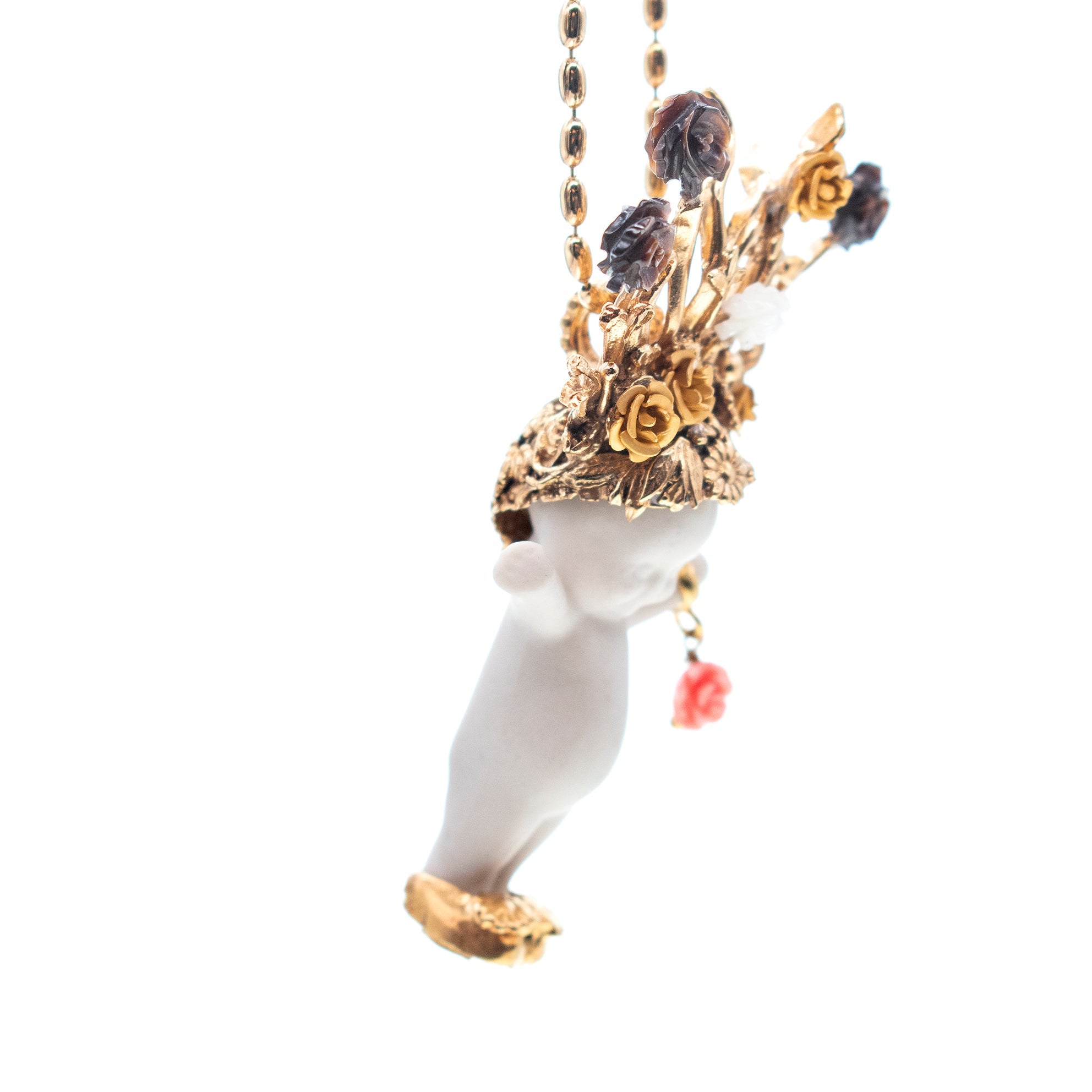 BG57A Happy Baby "Whole lotta Rosie" White and gold Necklace