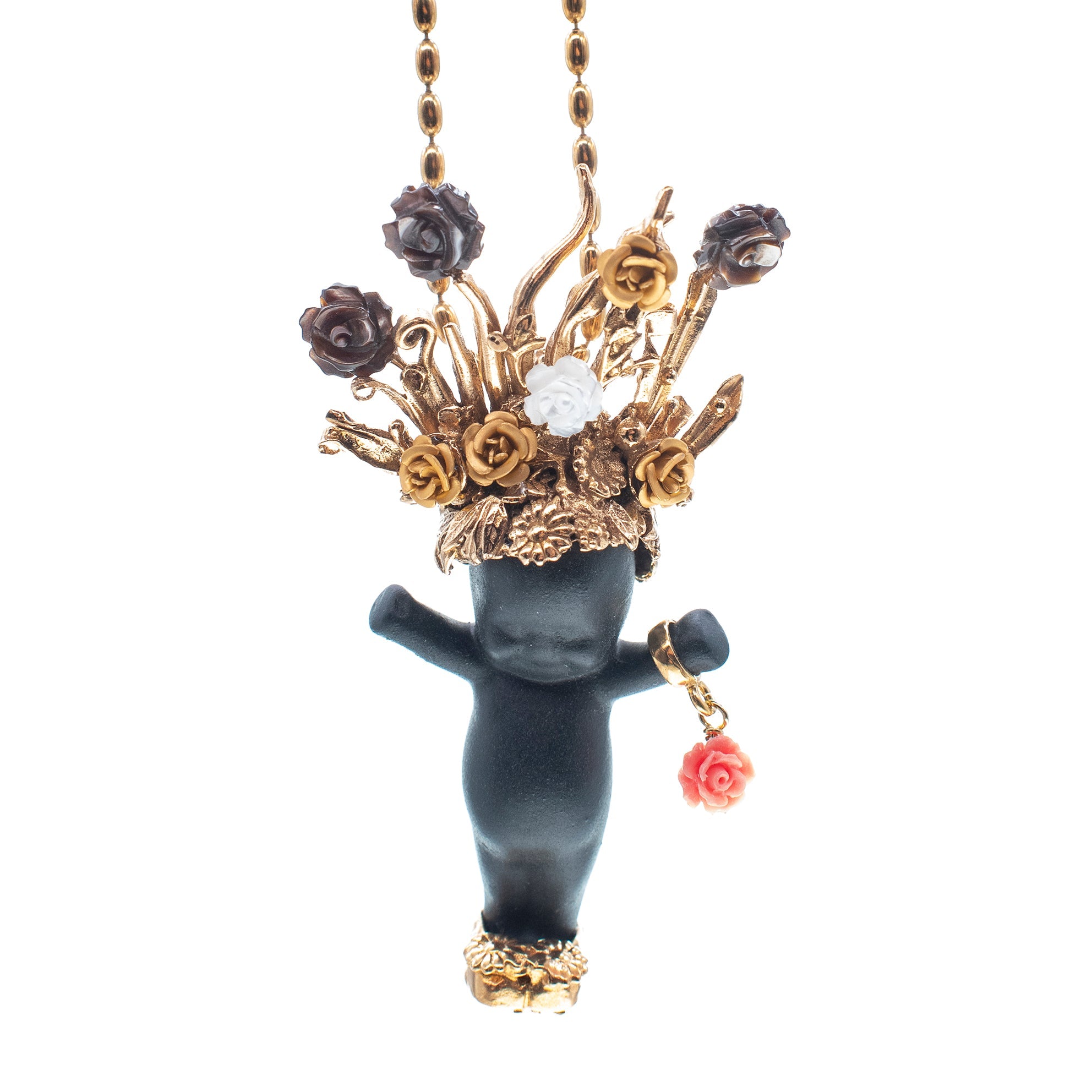 BG57B Happy Baby "Whole lotta Rosie" Black and gold Necklace