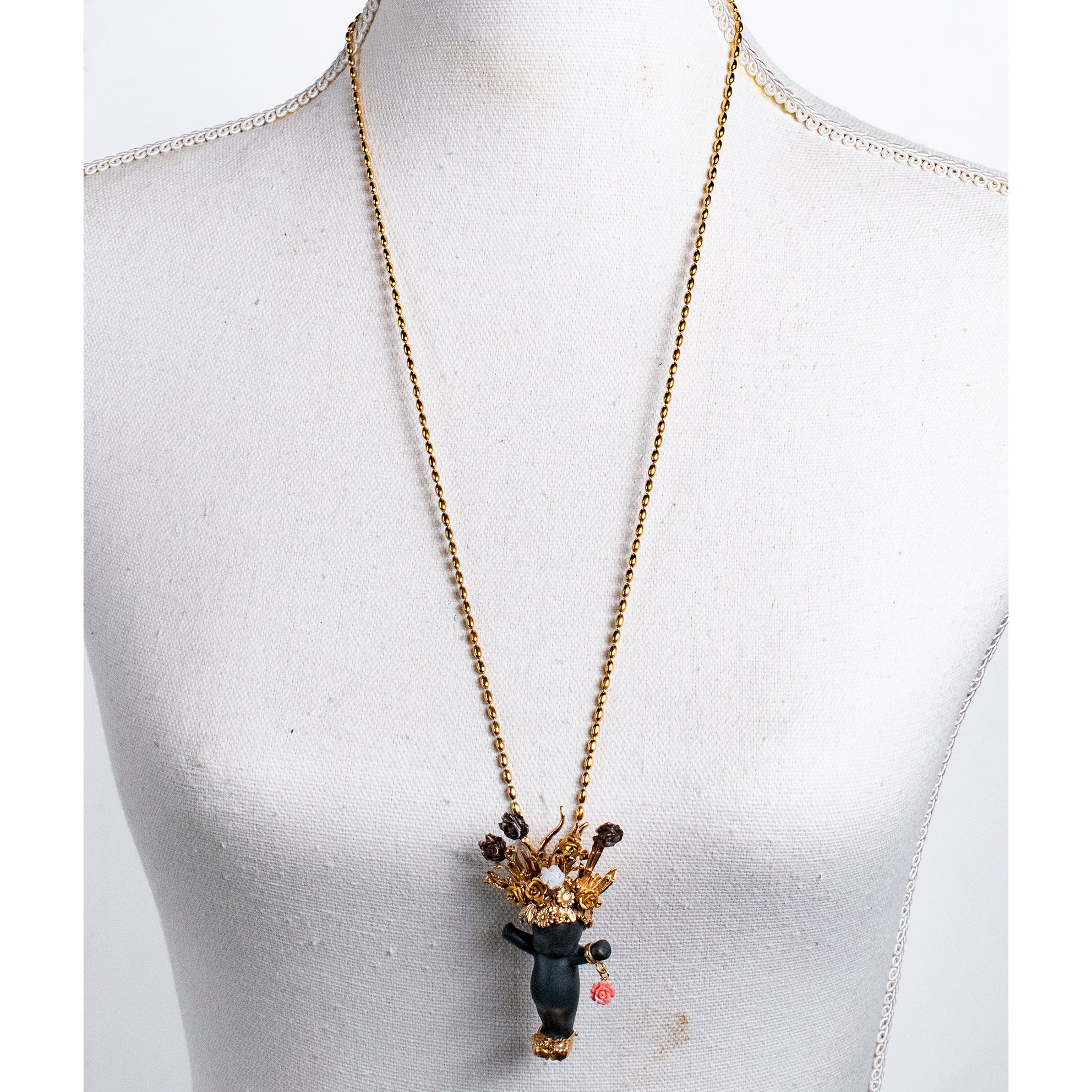 BG57B Happy Baby "Whole lotta Rosie" Black and gold Necklace