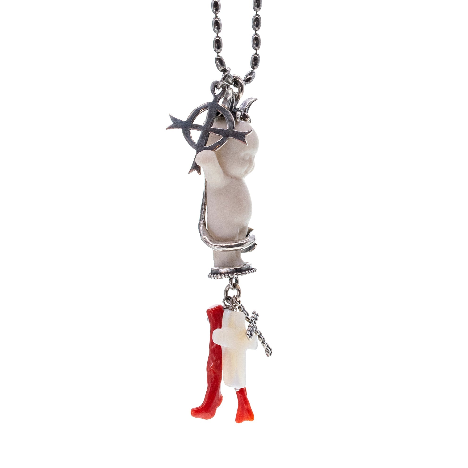 BS01A Happy Baby "Jezabella" white and silver Necklace