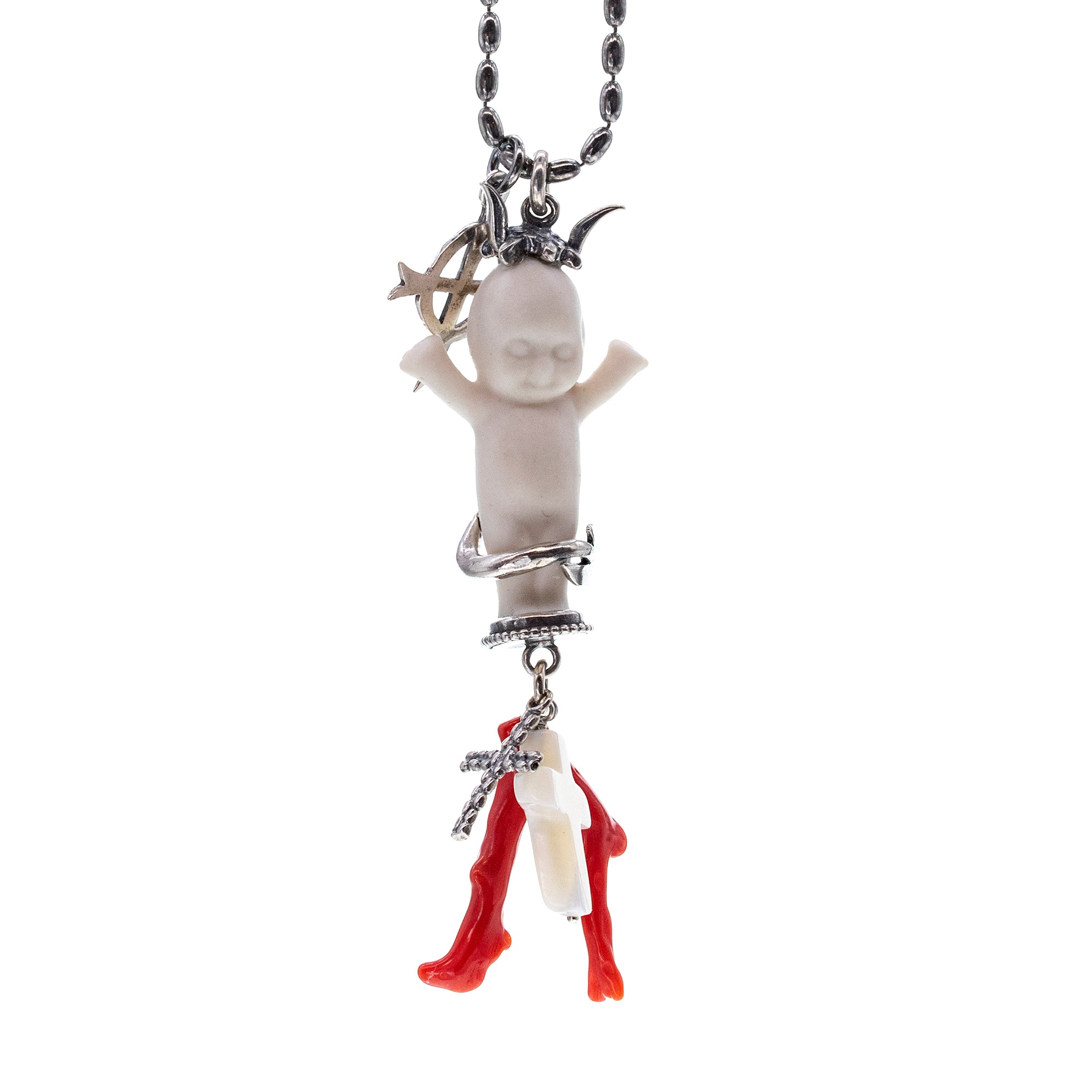 BS01A Happy Baby "Jezabella" white and silver Necklace
