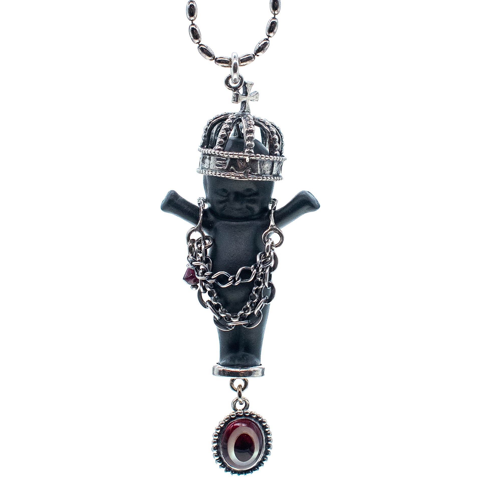 BS07B Happy Baby "Gem Baby" Black and silver Necklace