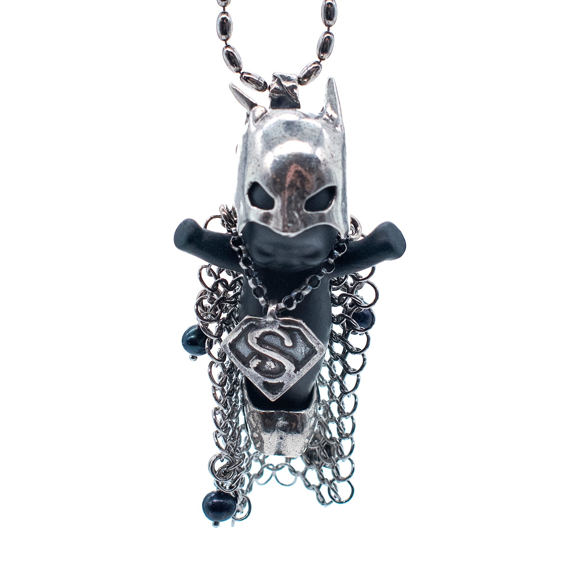 BS39B Happy Baby "Hero on heels" Black and silver Necklace