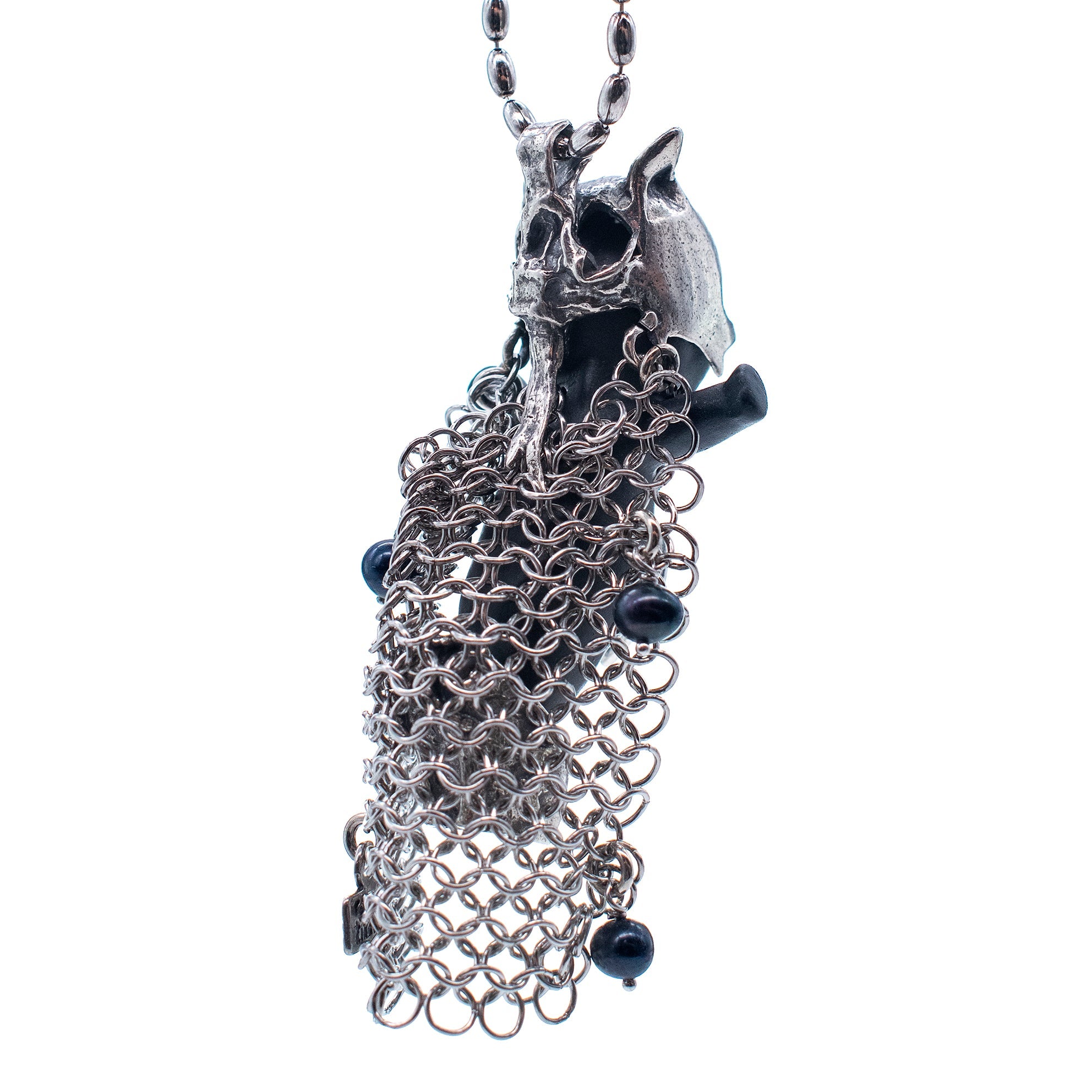 BS39B Happy Baby "Hero on heels" Black and silver Necklace