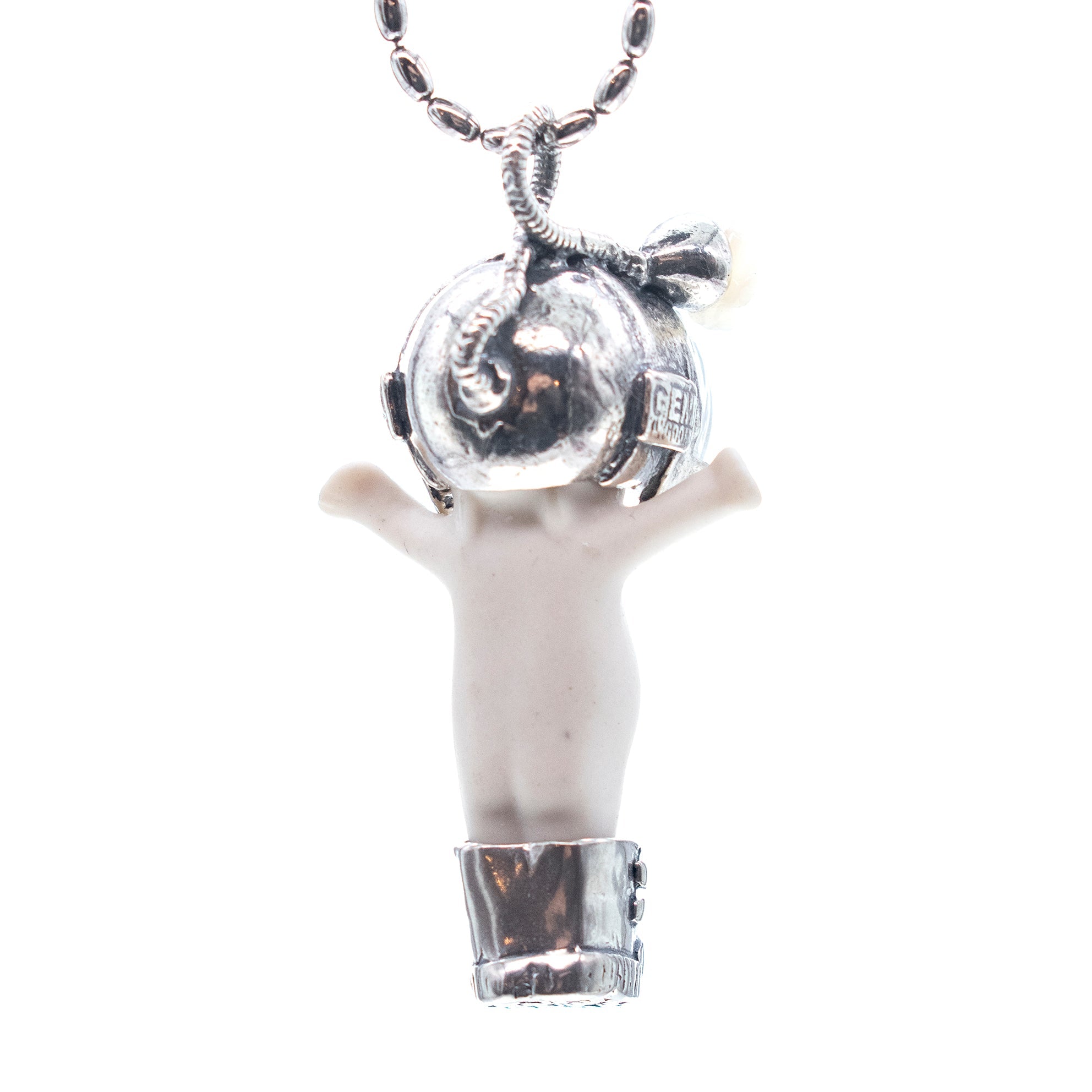 BS42A Happy Baby "Major Tom" white and silver Necklace