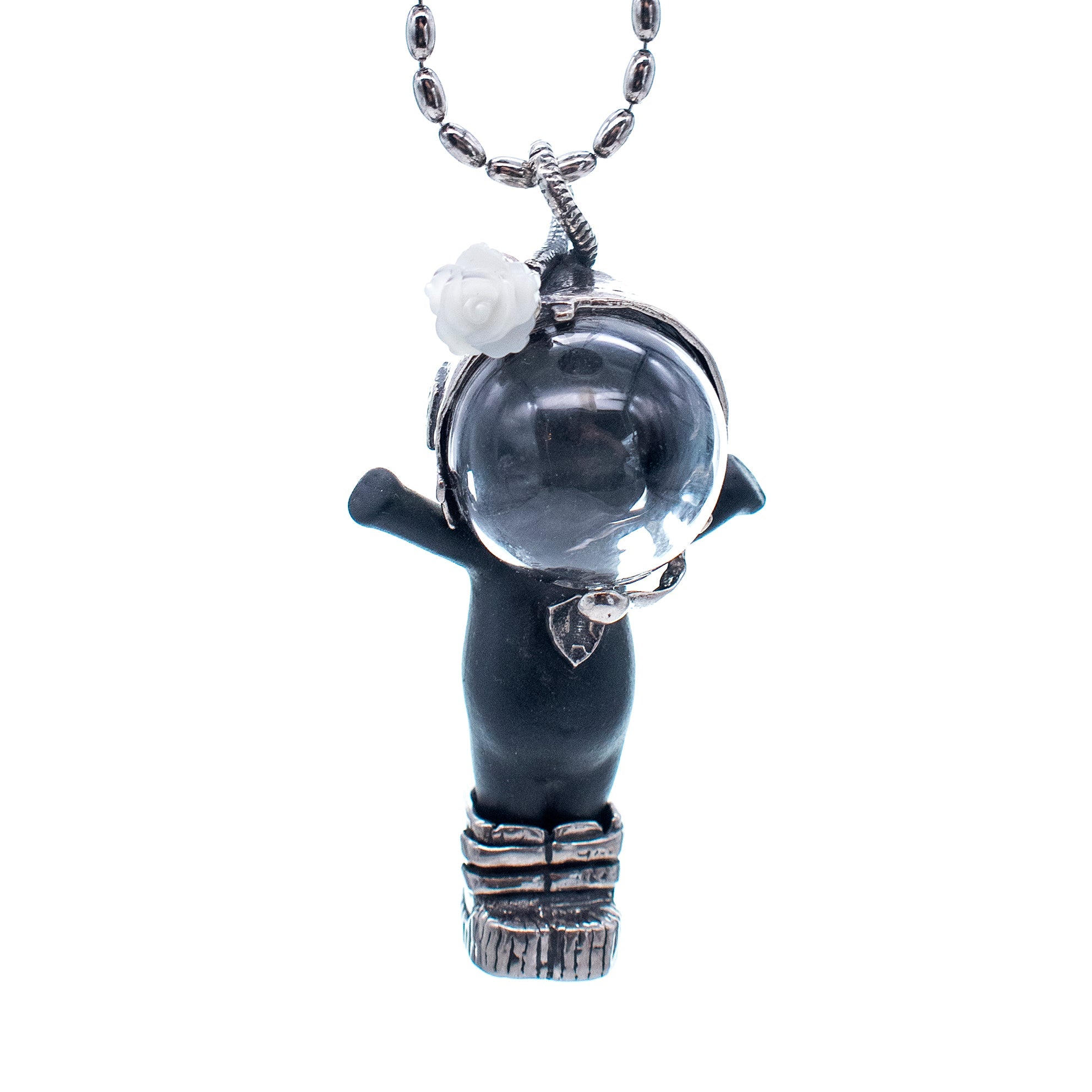 BS42B Happy Baby "Major Tom" Black and silver Necklace