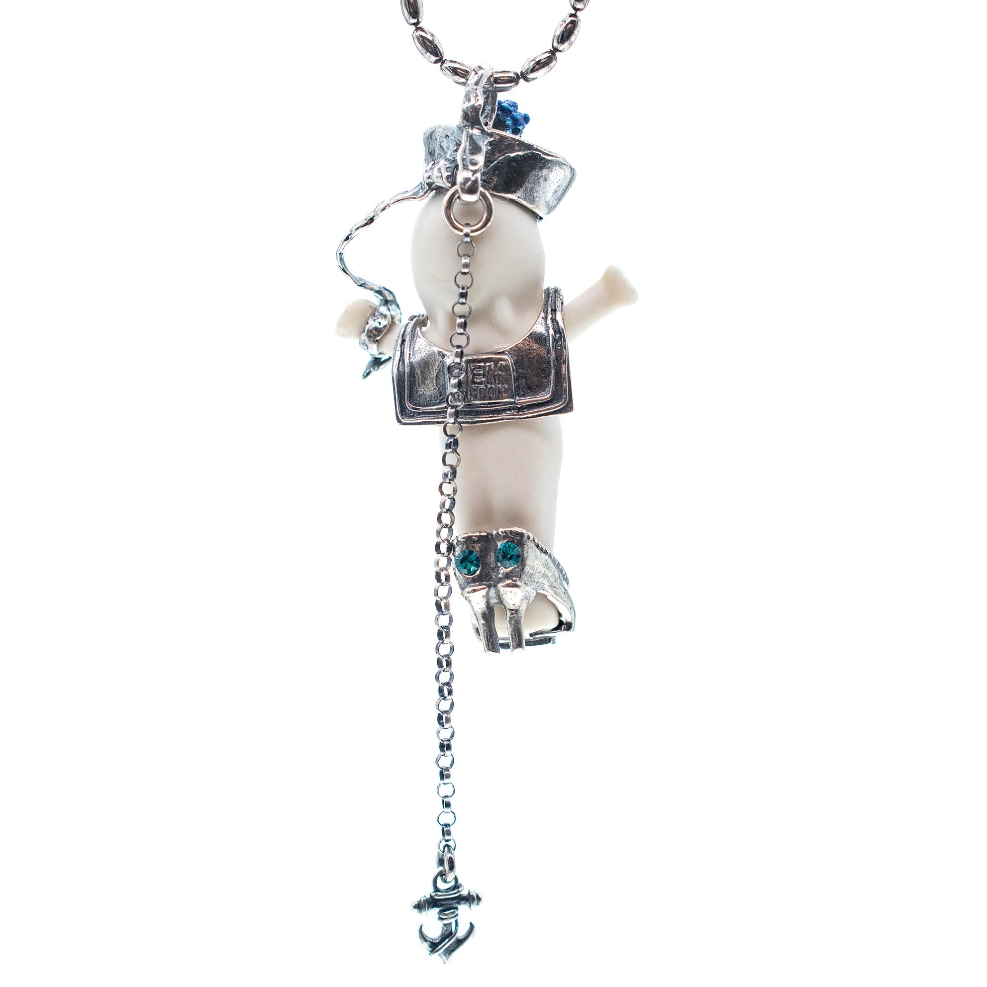 BS50A Happy Baby "Little Sailor" white and silver Necklace