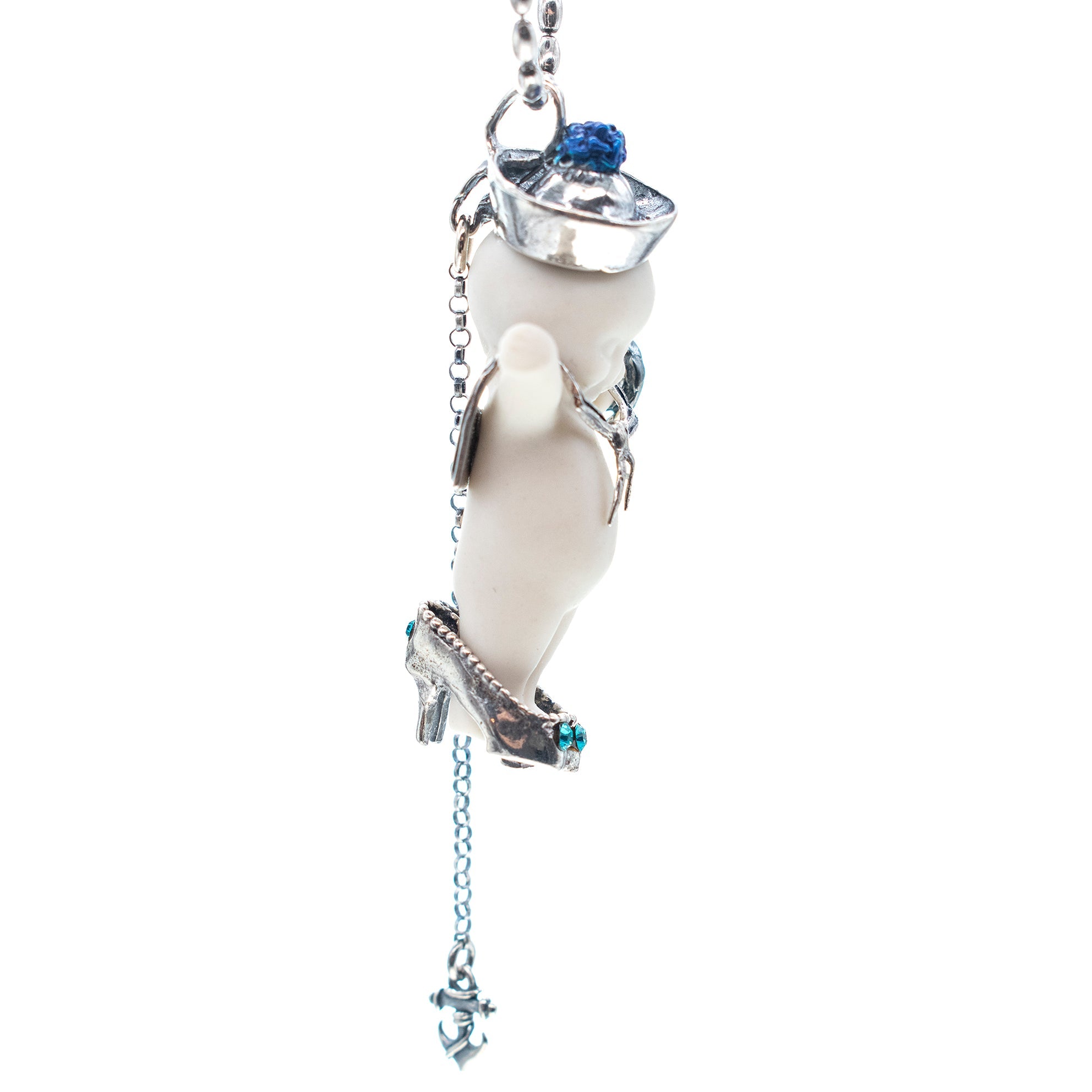 BS50A Happy Baby "Little Sailor" white and silver Necklace