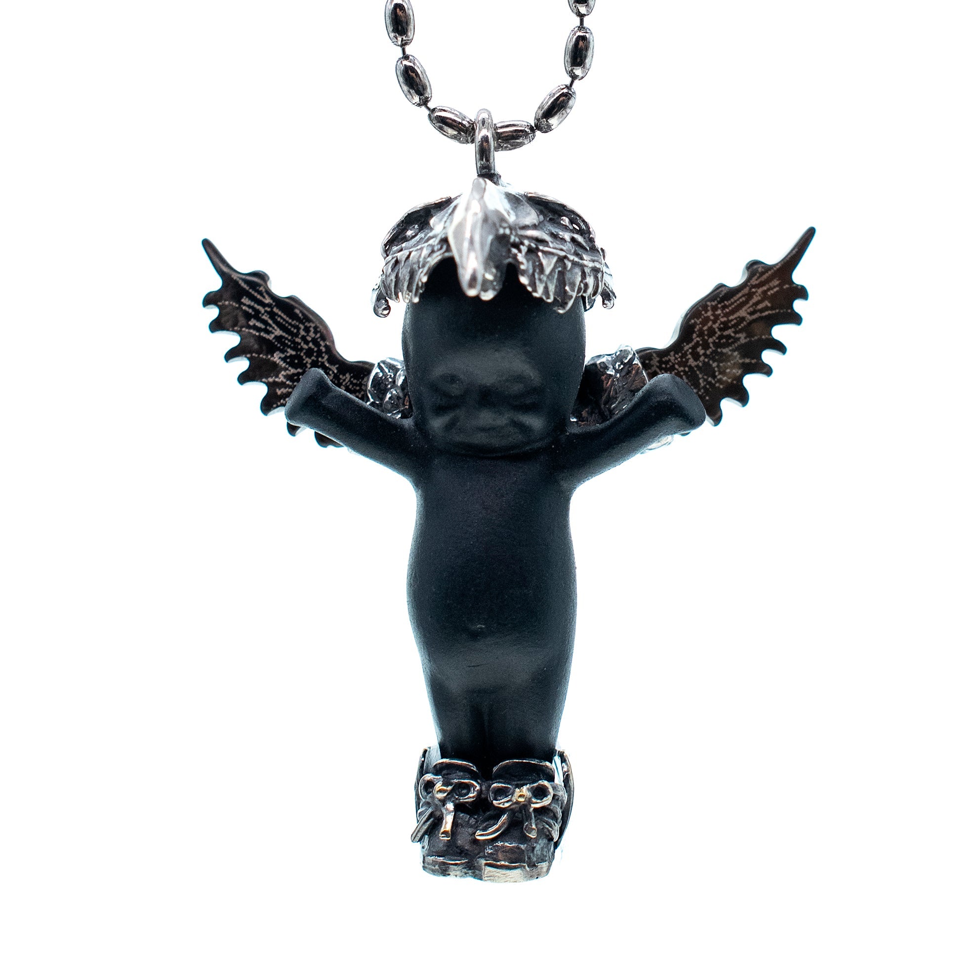 BS55B Happy Baby "Phoenix" Black and silver Necklace