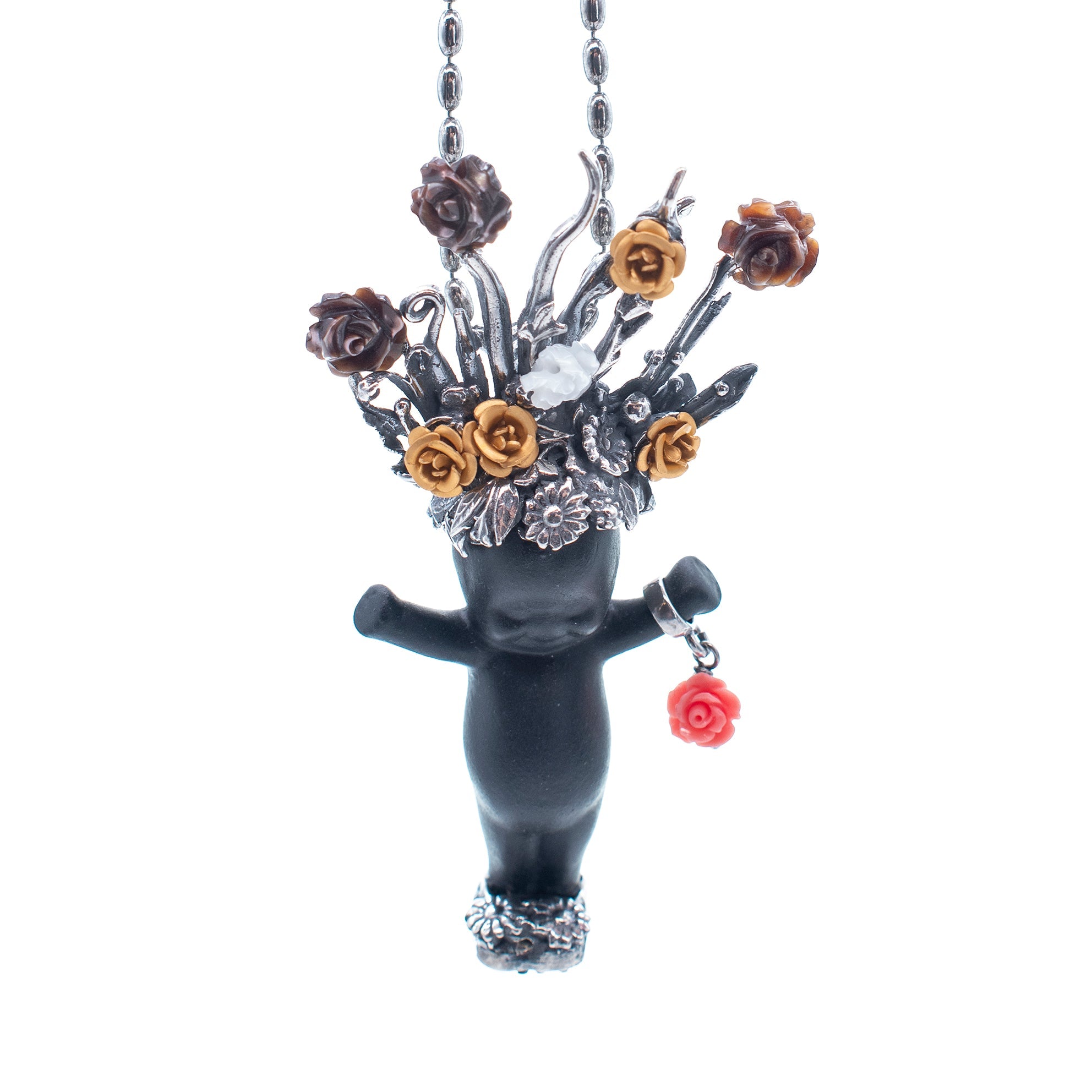 BS57B Happy Baby "Whole lotta Rosie" Black and Silver Necklace