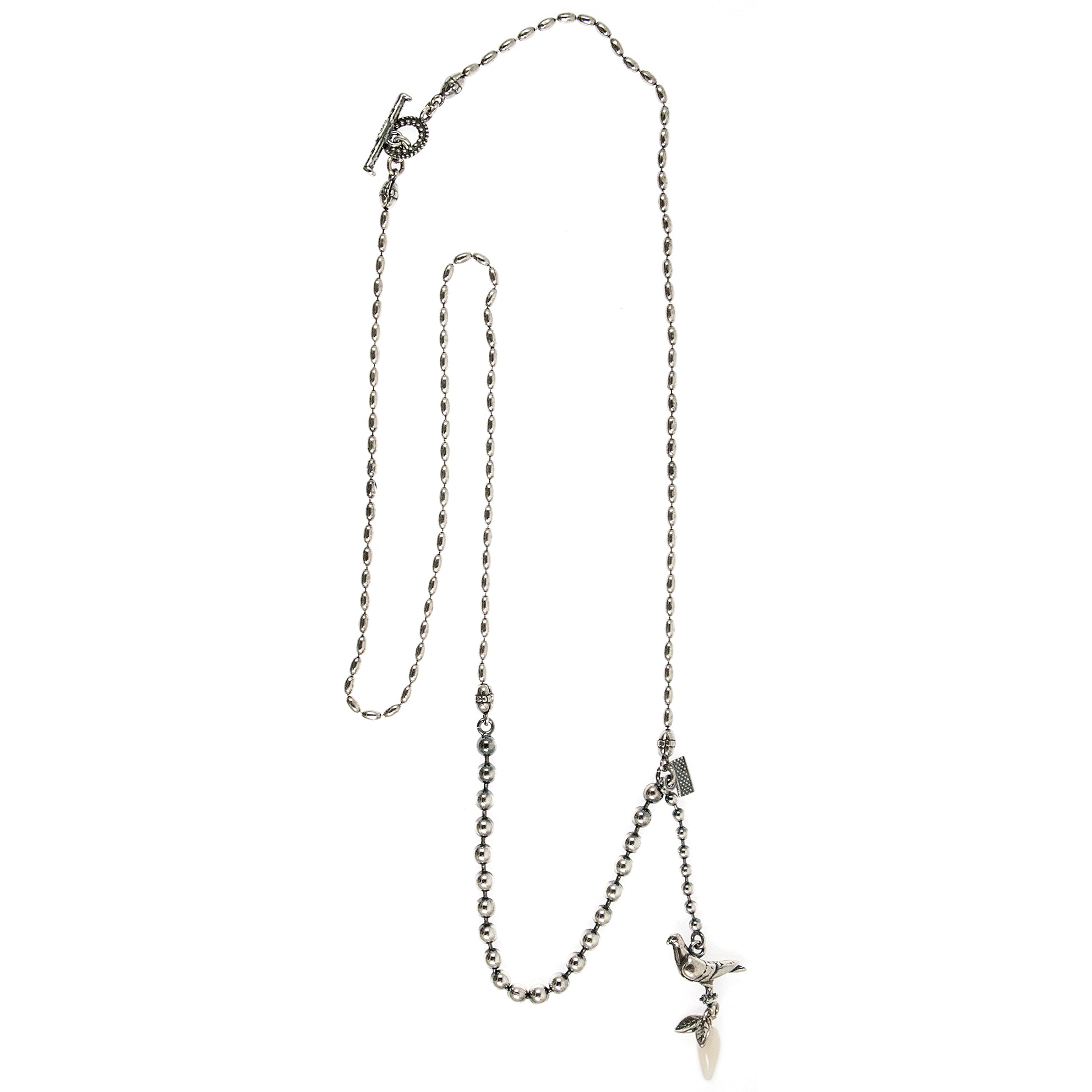 CH 136A silver dove necklace with white mother of pearl